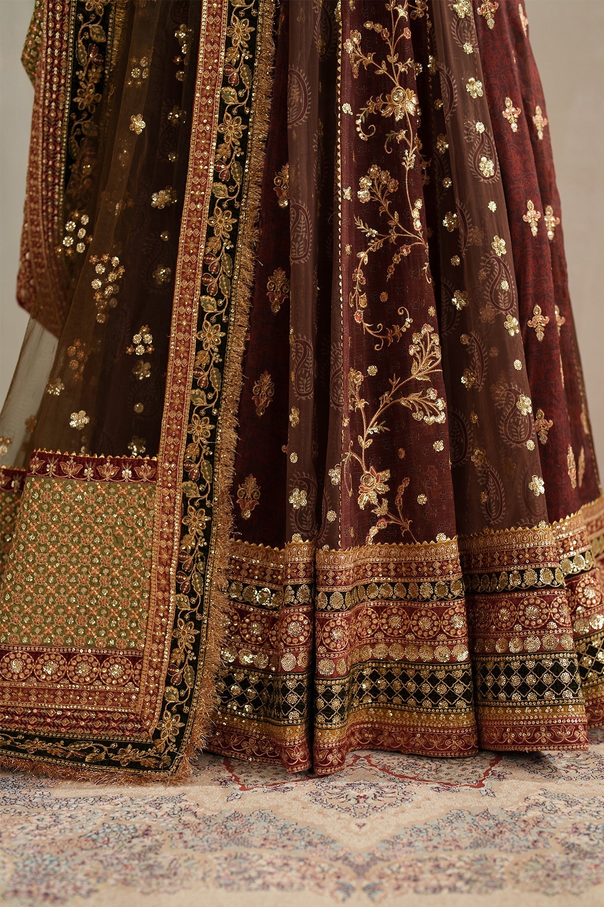 Maroon Chiffon Suit (3-Piece) by Baroque – SF-4376, Photo 4