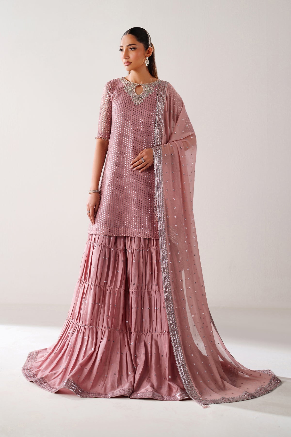 Organza Sharara Set (3-Piece) by Baroque – SF-4388