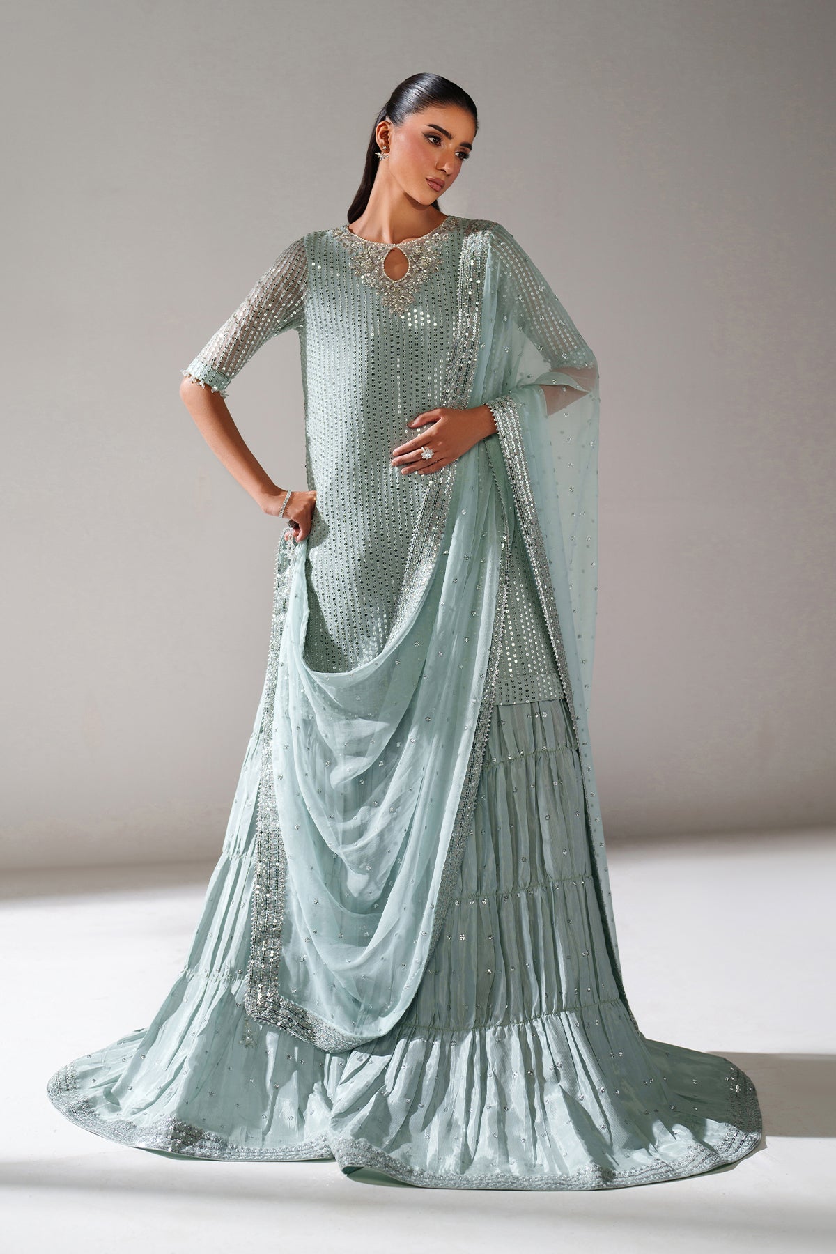 Organza Sharara Set (3-Piece) by Baroque – SF-4389, Photo 7