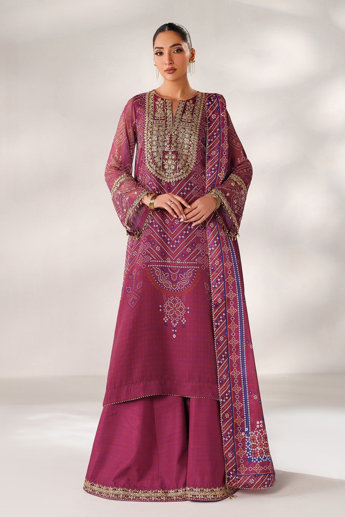 Organza Sharara Set (3-Piece) by Baroque – SF-4390