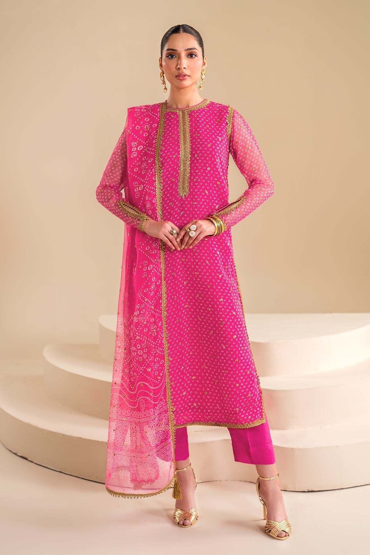 Pink Chiffon Suit (3-Piece) by Baroque – SF-626