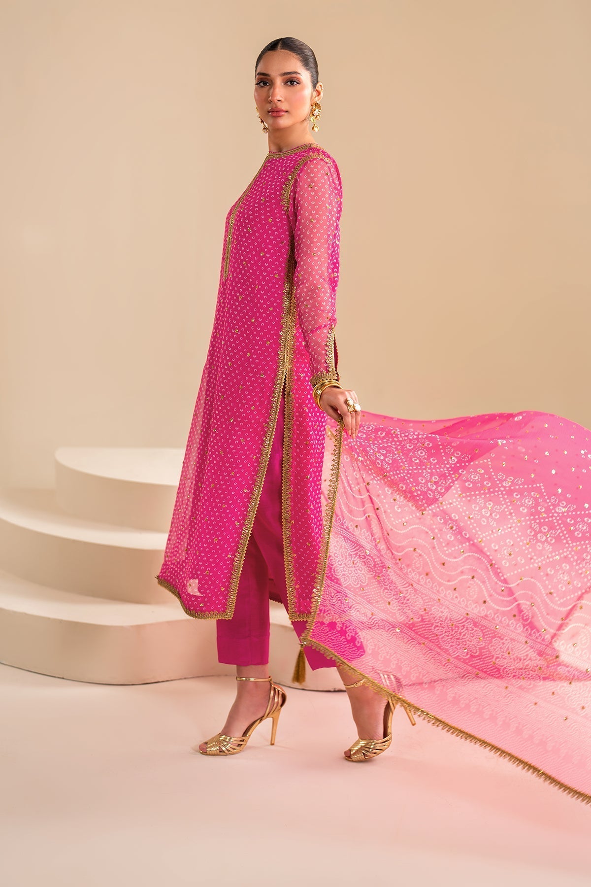 Pink Chiffon Suit (3-Piece) by Baroque – SF-626, Photo 5