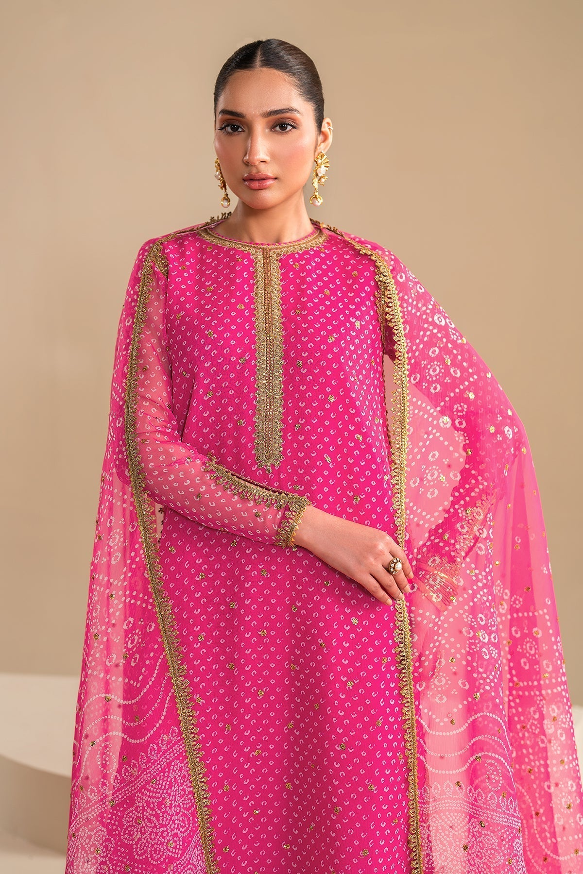 Pink Chiffon Suit (3-Piece) by Baroque – SF-626, Photo 6