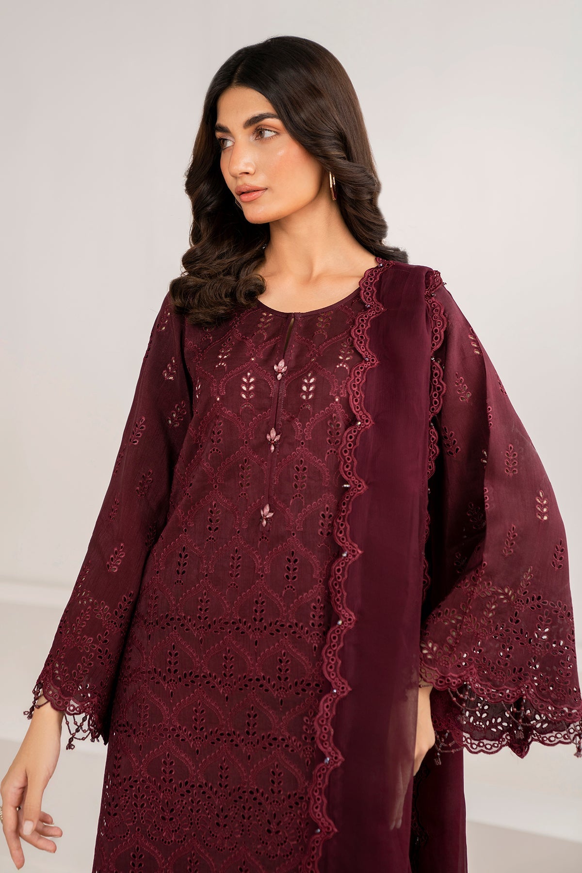 Maroon Chiffon Suit (3-Piece) by Baroque – SF-690, Photo 4