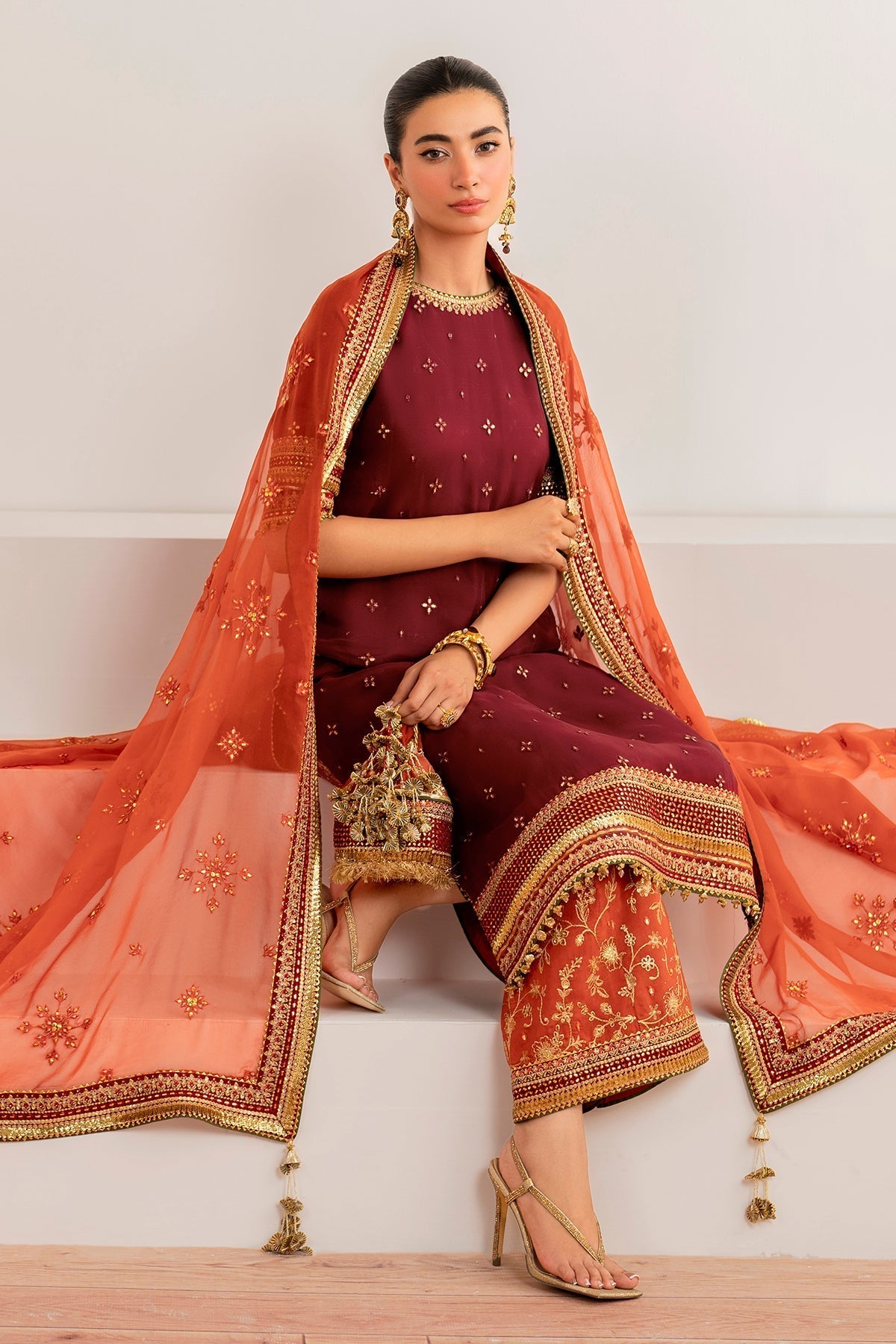 Gold Organza Suit (3-Piece) by Baroque – SF-698, Photo 5