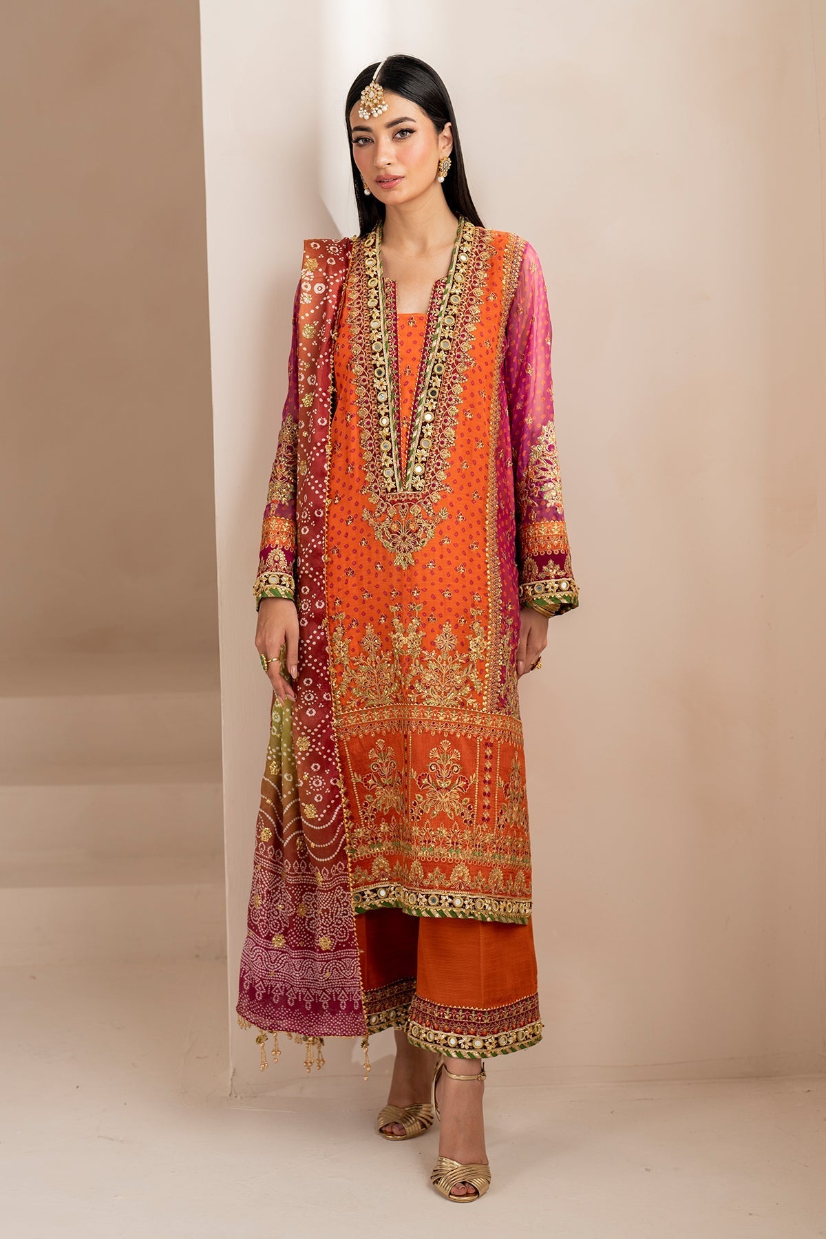 Orange Chiffon Suit (3-Piece) by Baroque – SF-706, Photo 4