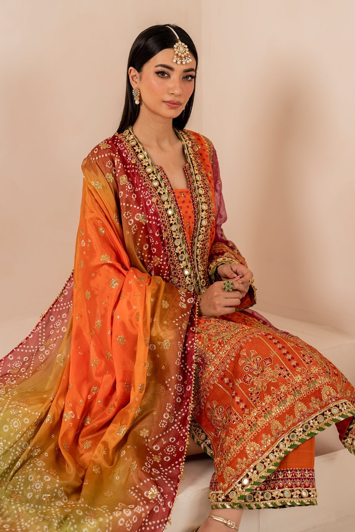 Orange Chiffon Suit (3-Piece) by Baroque – SF-706, Photo 5