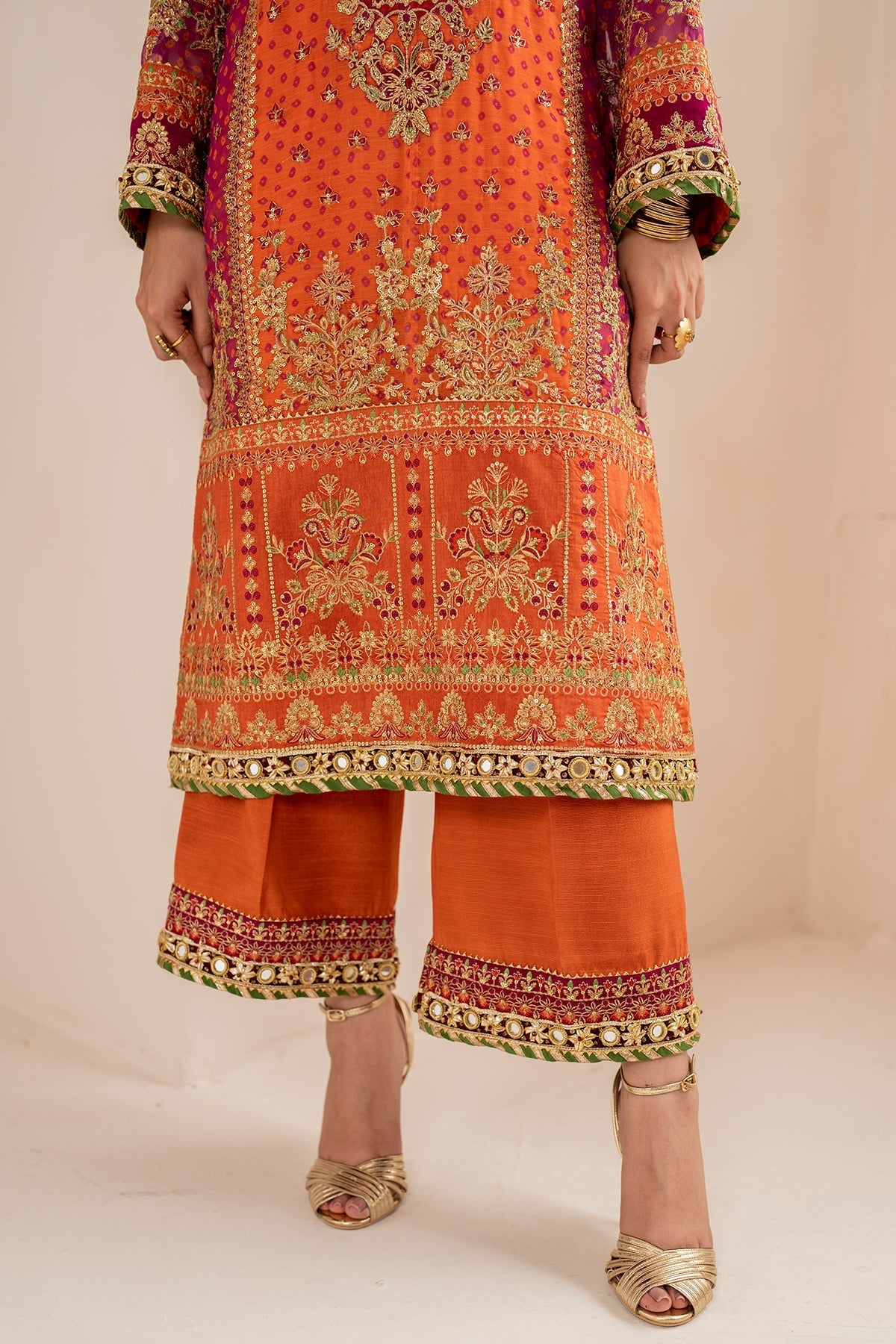 Orange Chiffon Suit (3-Piece) by Baroque – SF-706, Photo 7