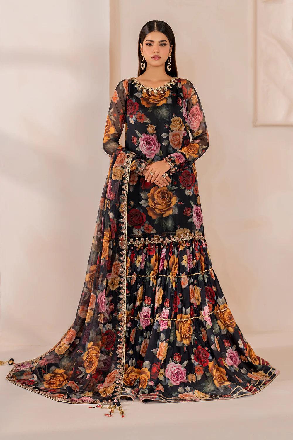 Baroque | Stitched New | EMBROIDERED CHIFFON UF-707 - House Of Hania