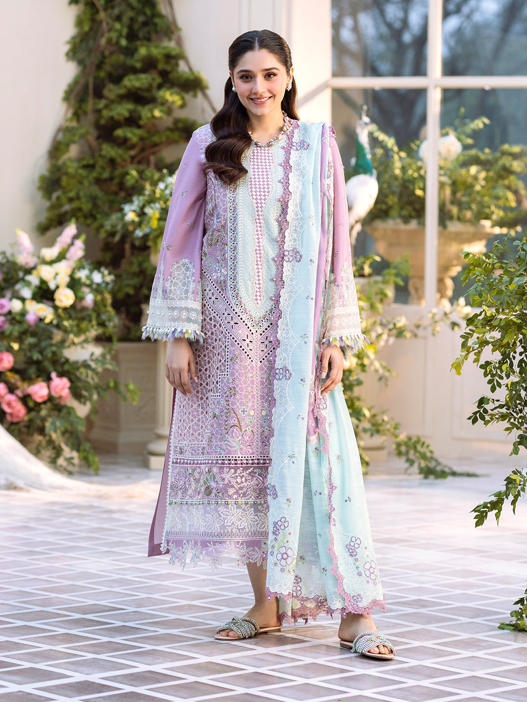 Bin Ilyas | Freesia Embroidered Lawn 25 | 101 - B - House Of Hania