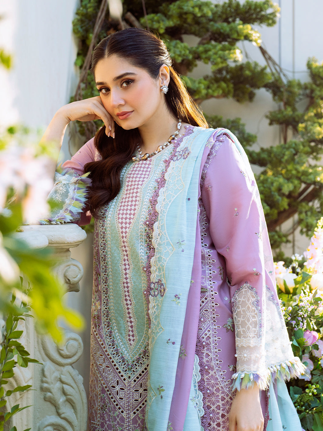 Bin Ilyas | Freesia Embroidered Lawn 25 | 101 - B - House Of Hania