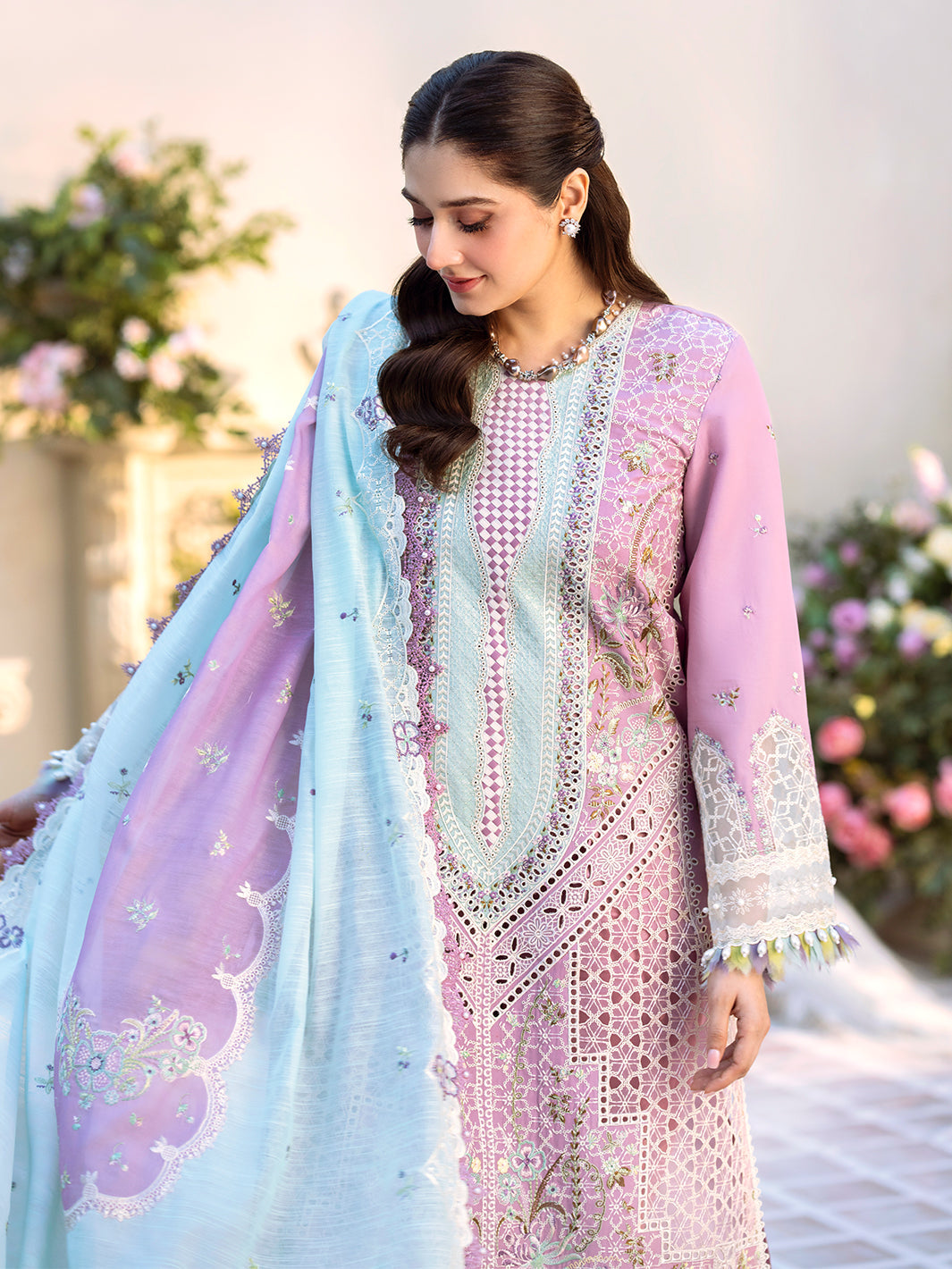 Bin Ilyas | Freesia Embroidered Lawn 25 | 101 - B - House Of Hania