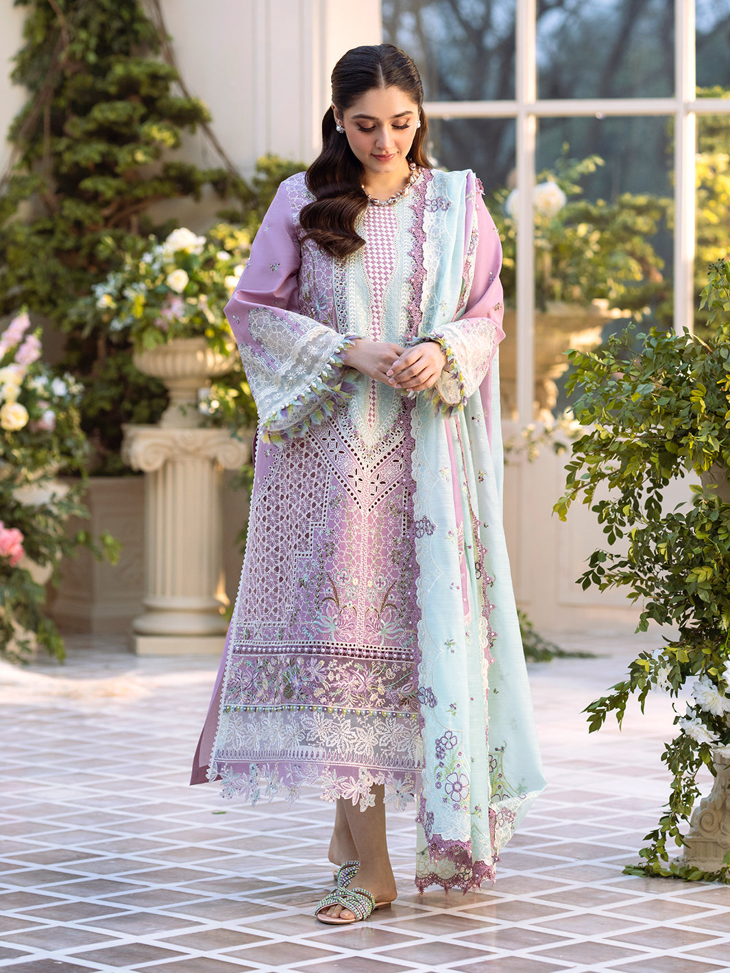 Bin Ilyas | Freesia Embroidered Lawn 25 | 101 - B - House Of Hania