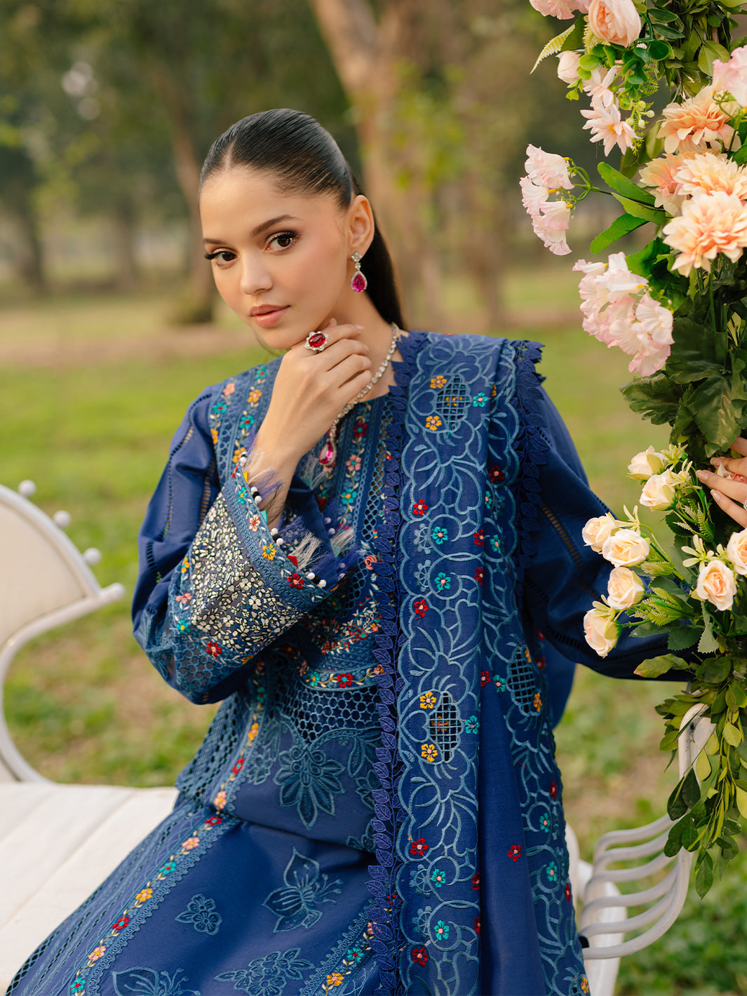 Bin Ilyas | Freesia Embroidered Lawn 25 | 102 - B - House Of Hania