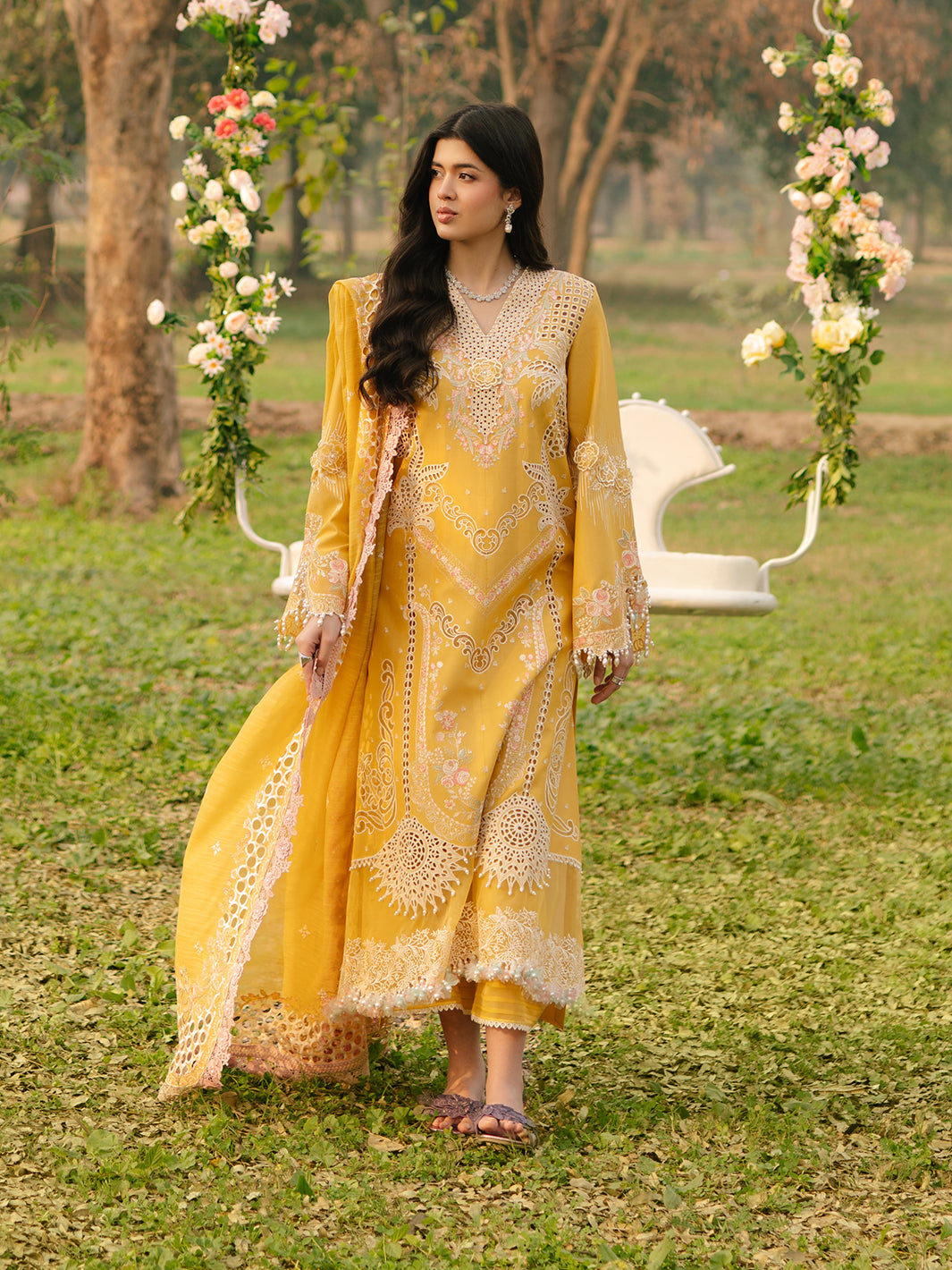 Bin Ilyas | Freesia Embroidered Lawn 25 | 104 - A - House Of Hania
