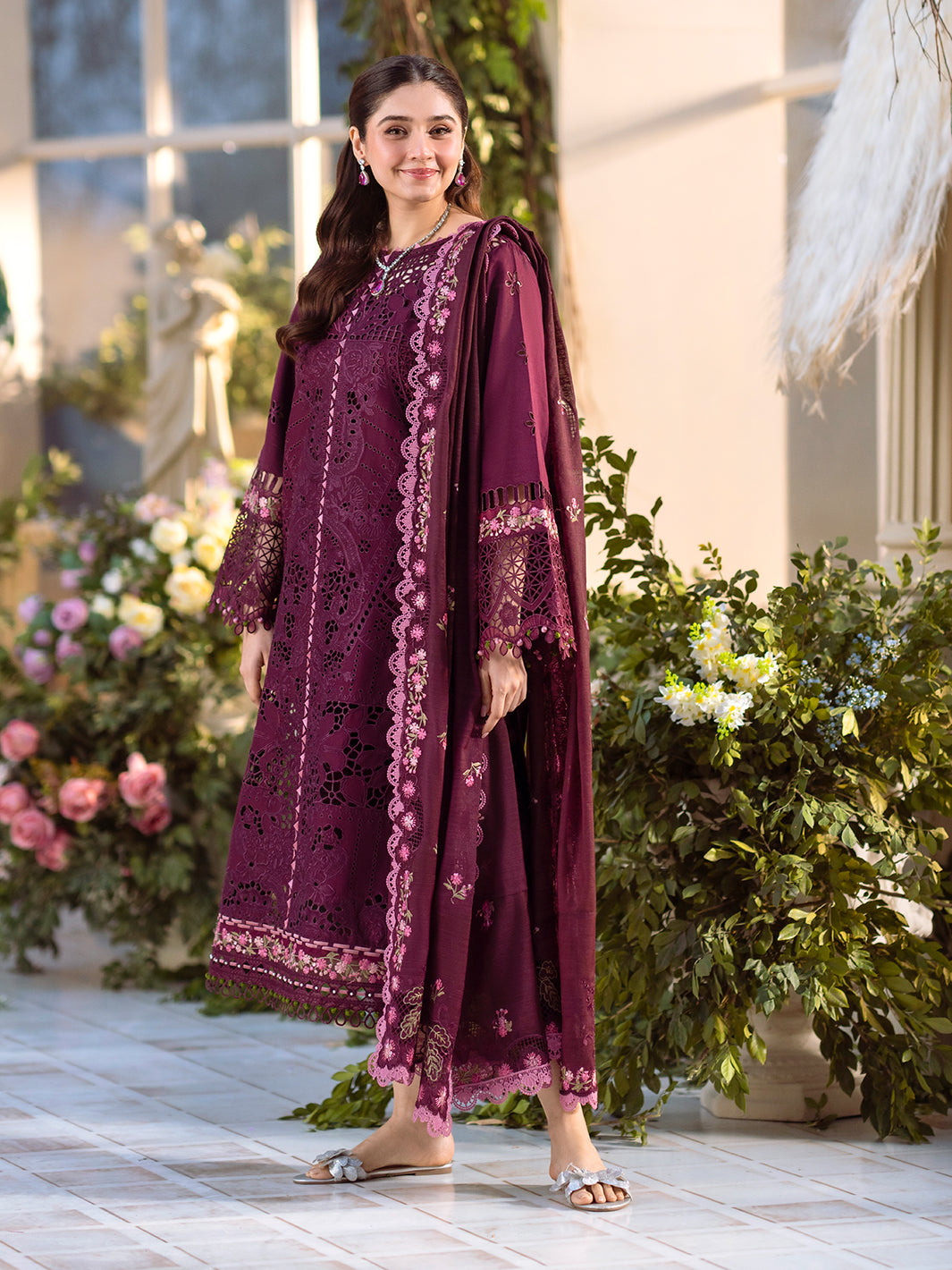 Bin Ilyas | Freesia Embroidered Lawn 25 | 106 - A - House Of Hania
