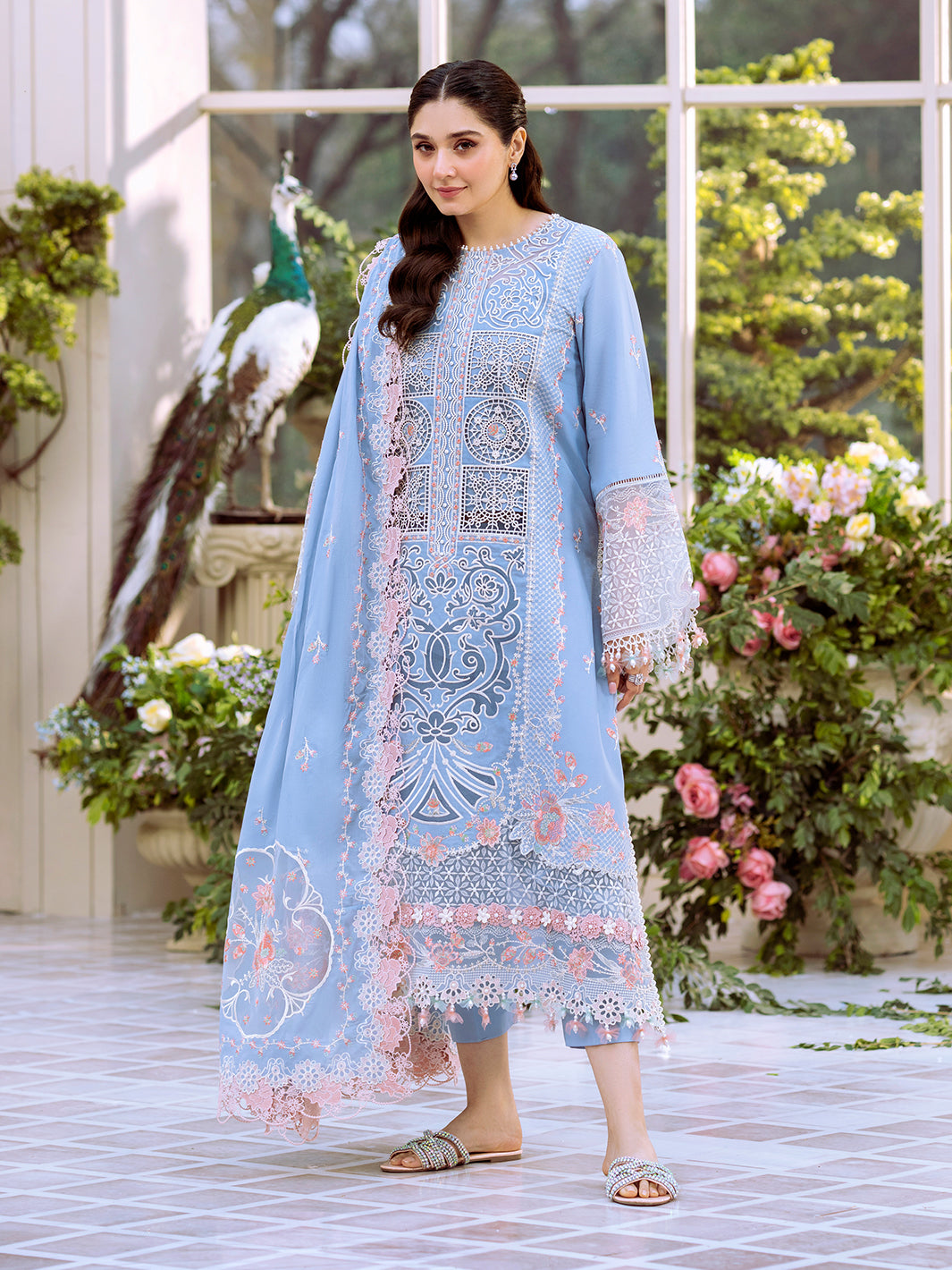 Bin Ilyas | Freesia Embroidered Lawn 25 | 107 - A - House Of Hania