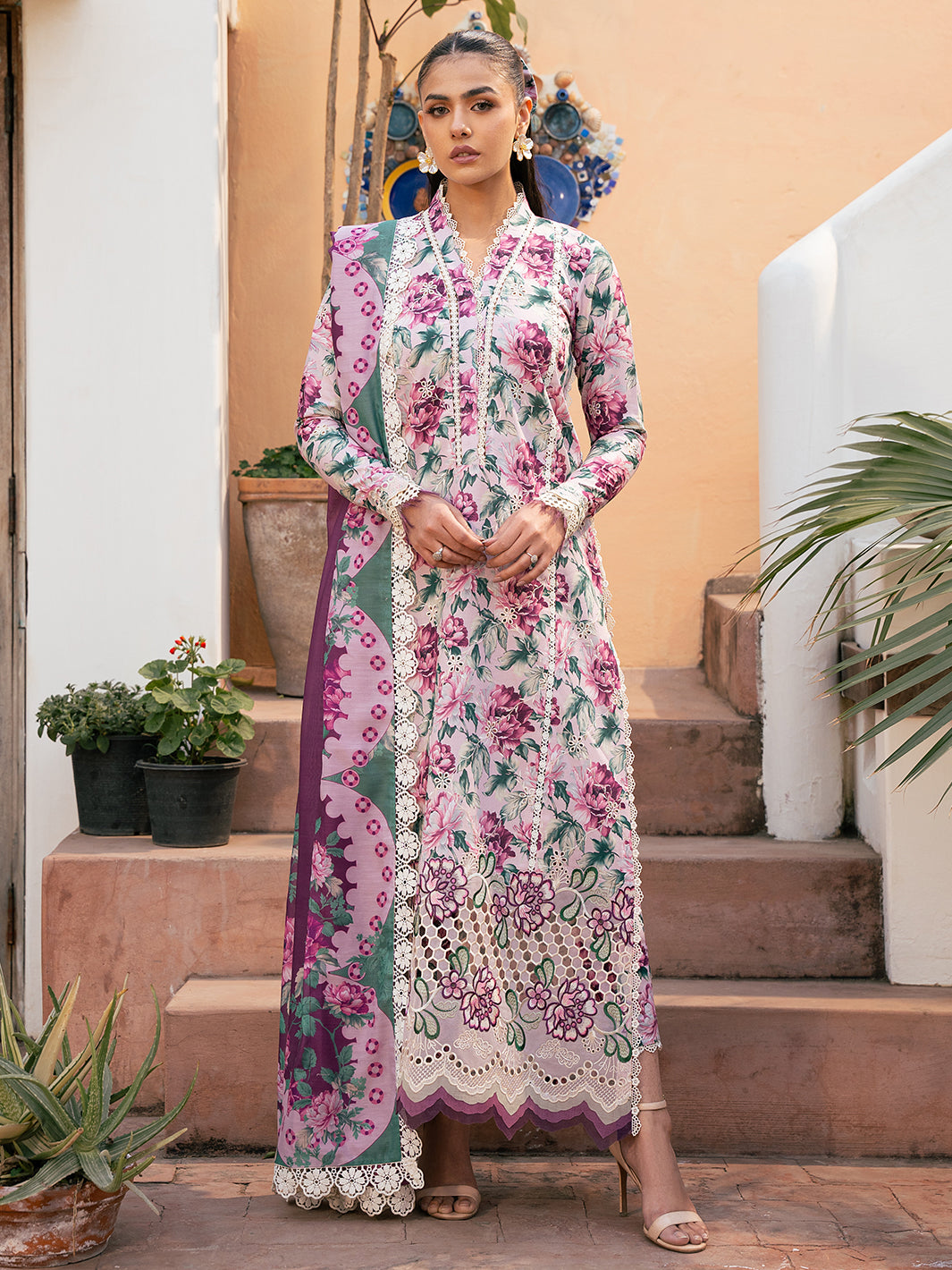 Bin Ilyas | Hazel Printed Lawn 25 | 2075 - A - House Of Hania