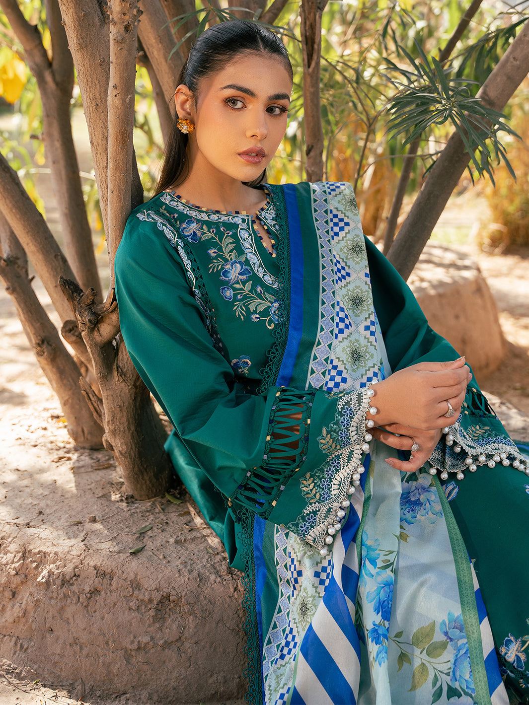 Bin Ilyas | Hazel Printed Lawn 25 | 2077 - A - House Of Hania