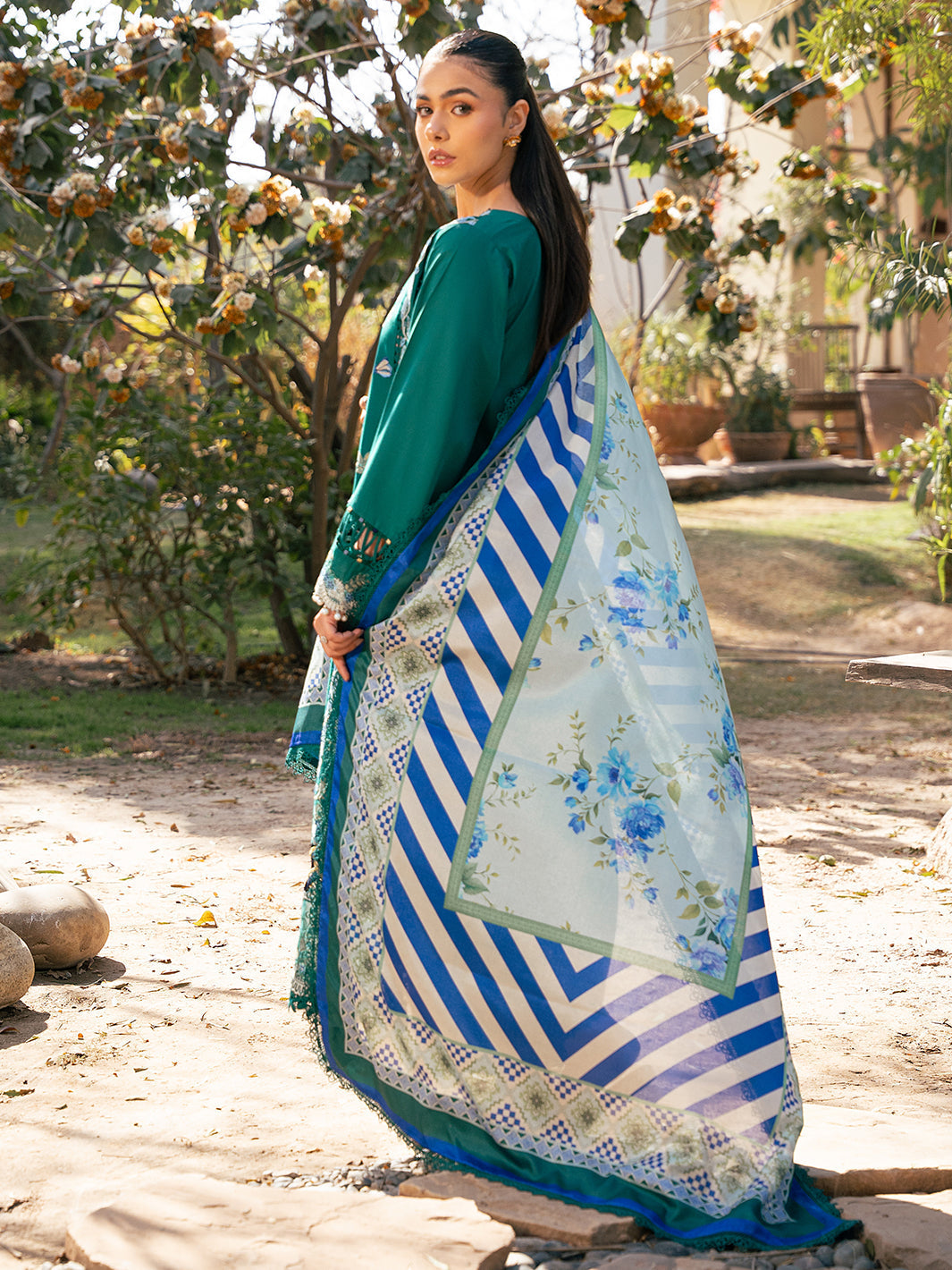 Bin Ilyas | Hazel Printed Lawn 25 | 2077 - A - House Of Hania