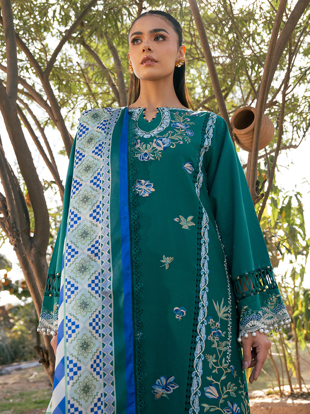 Bin Ilyas | Hazel Printed Lawn 25 | 2077 - A - House Of Hania