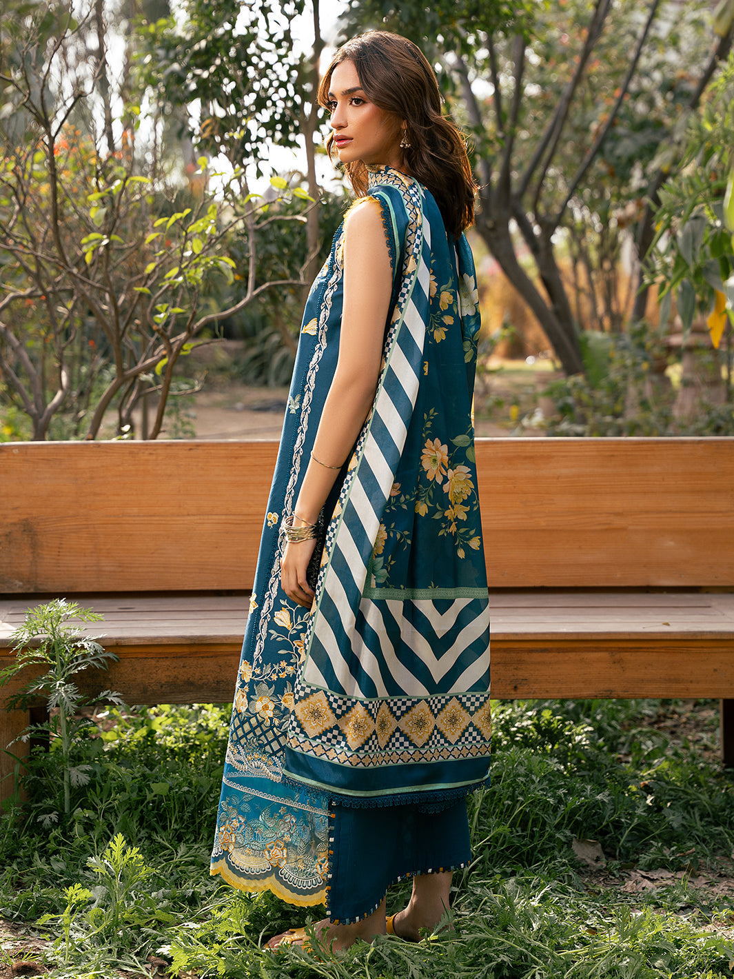 Bin Ilyas | Hazel Printed Lawn 25 | 2077 - B - House Of Hania