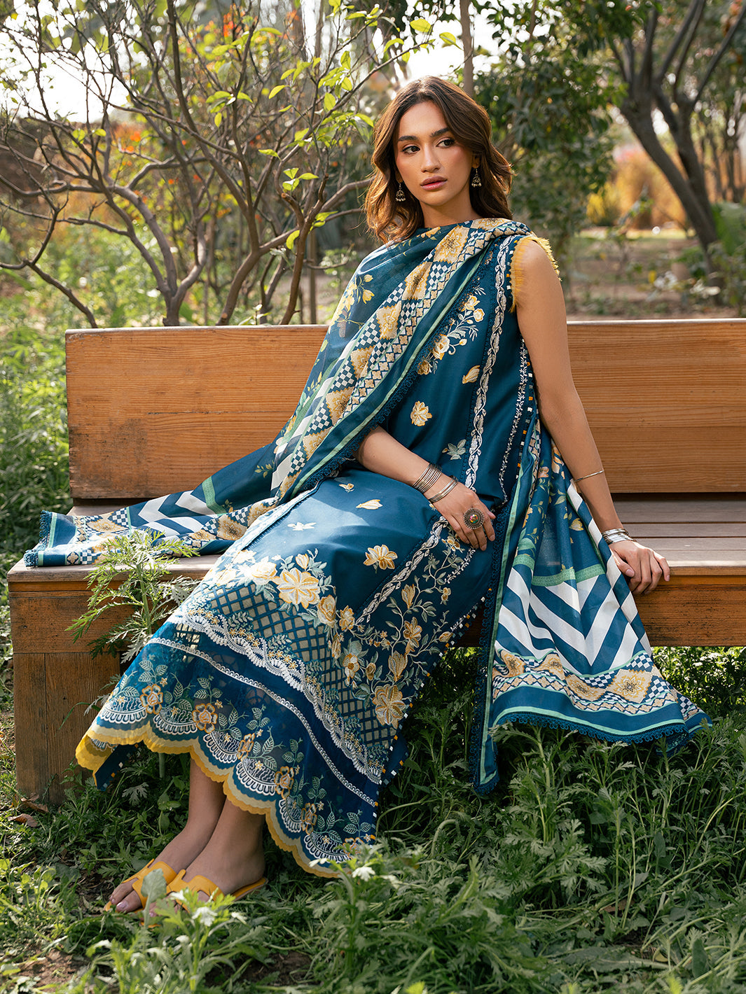 Bin Ilyas | Hazel Printed Lawn 25 | 2077 - B - House Of Hania
