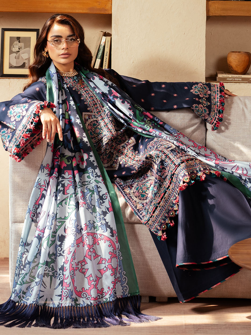 Bin Ilyas | Mehroze Luxury Lawn 25 | 92 - B - House Of Hania