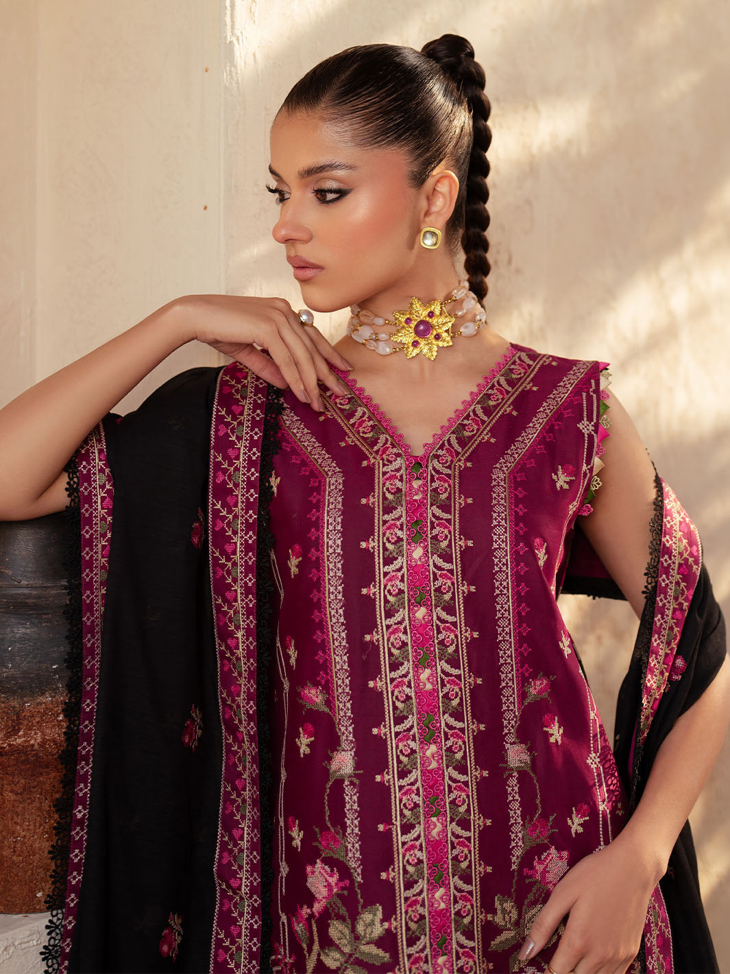 Bin Ilyas | Mehroze Luxury Lawn 25 | 95 - A - House Of Hania