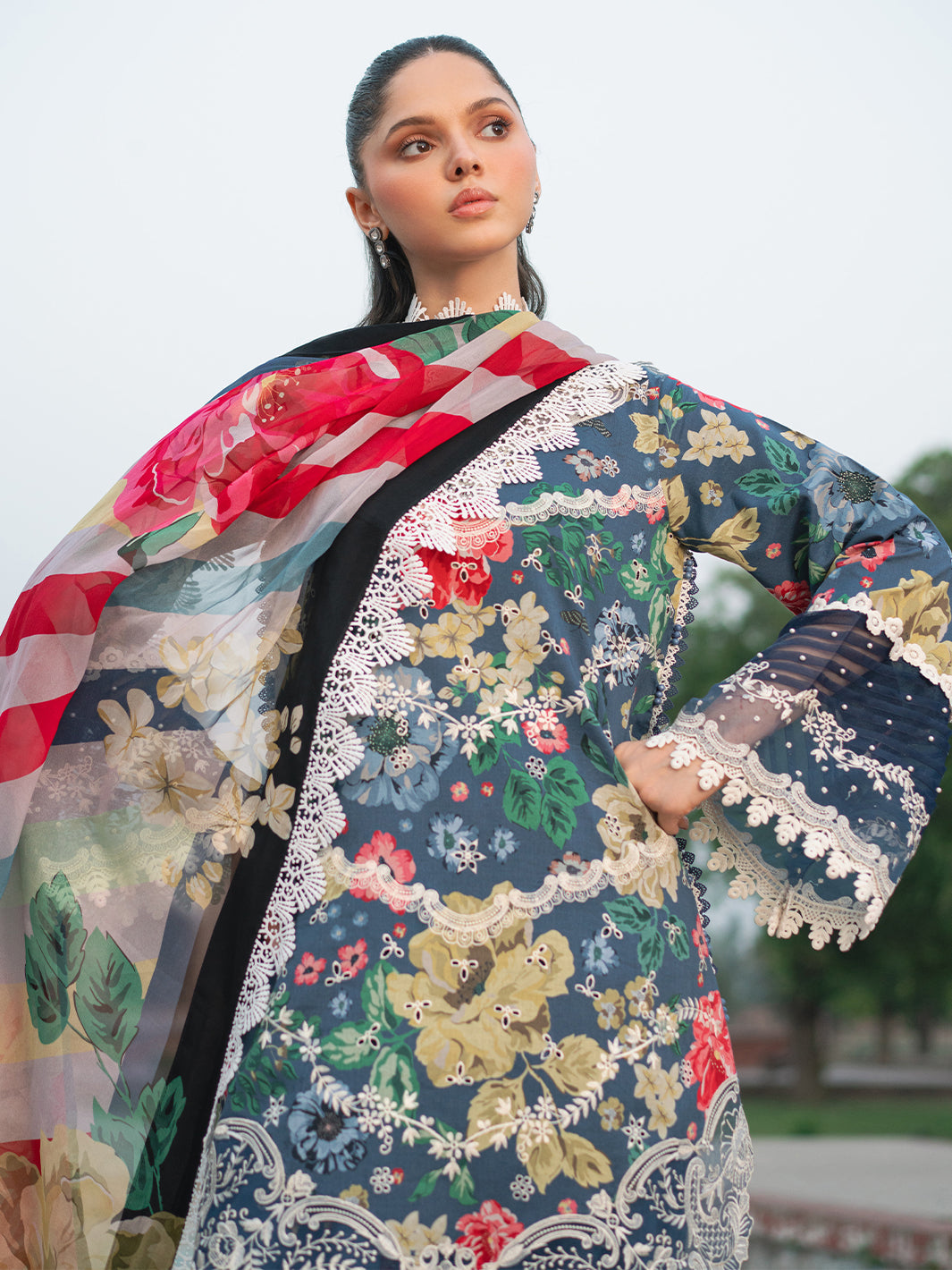 Bin Ilyas | Naqsh Naaz Luxury Lawn 25 | 2081 - B - House Of Hania