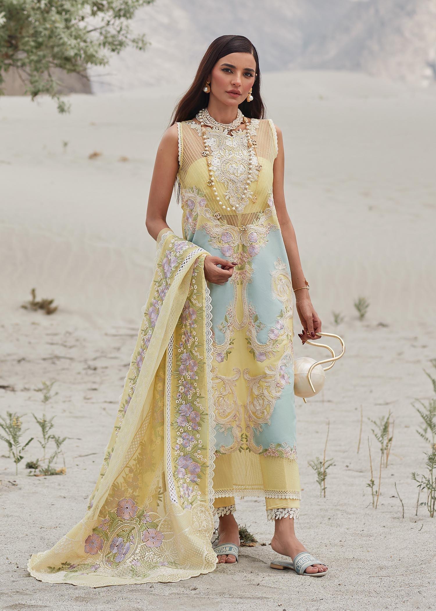 CRIMSON LUXE LAWN Marori Dreams - D8 A STITCHED - House Of Hania