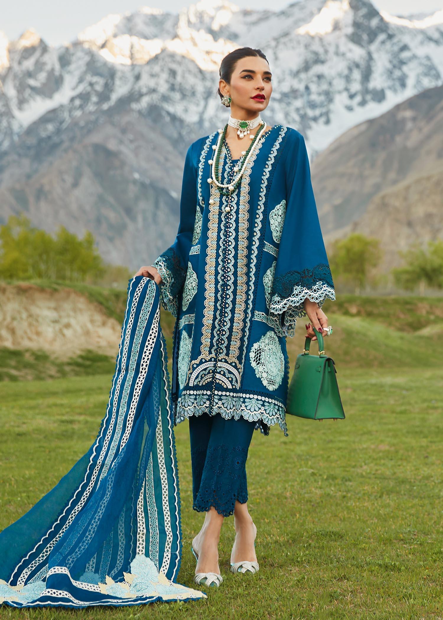 CRIMSON LUXE LAWN Medley of Lace - D7 A Stitched - House Of Hania