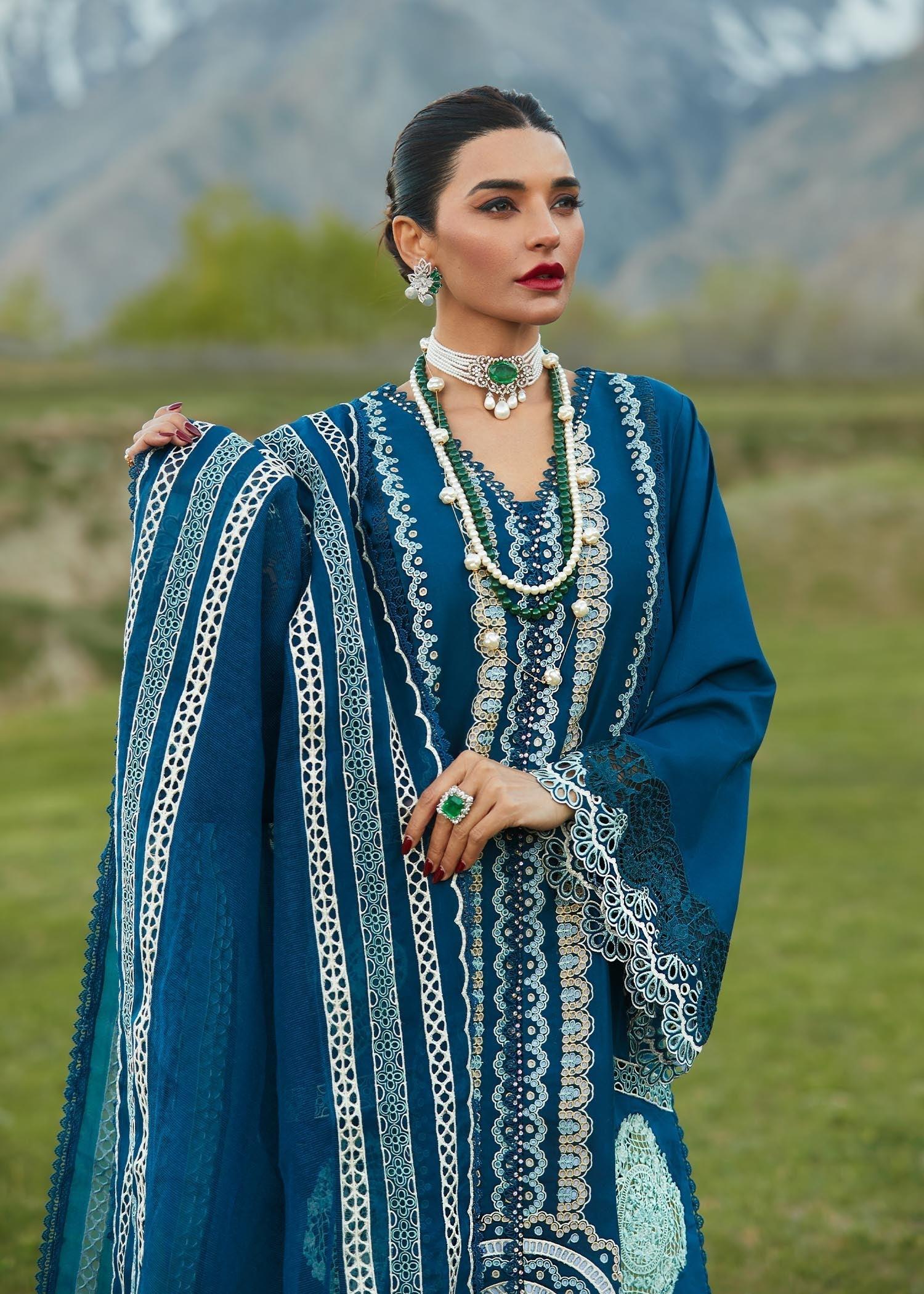 CRIMSON LUXE LAWN Medley of Lace - D7 A Stitched - House Of Hania