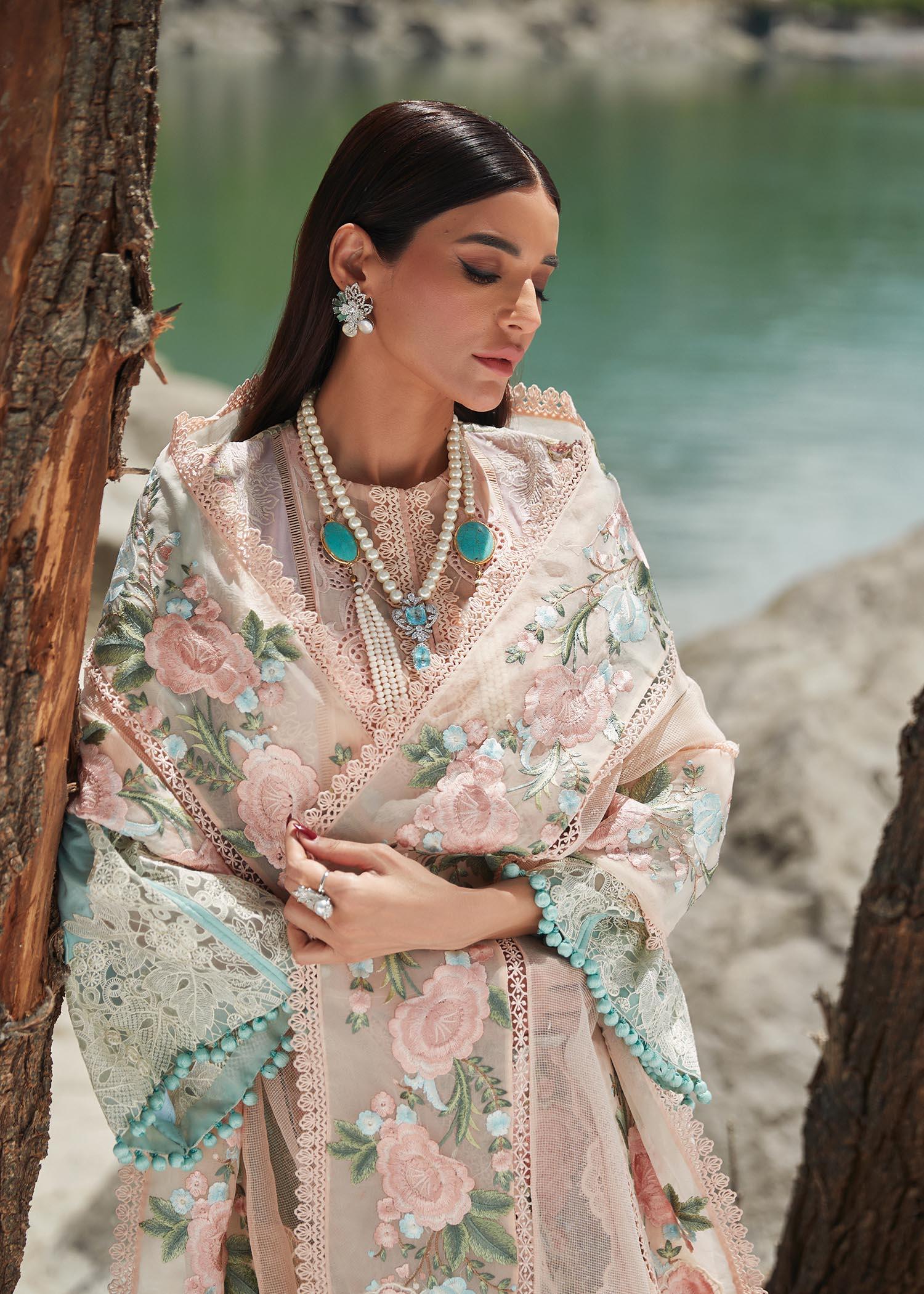CRIMSON LUXE LAWN Mountain Love - D6 B STITCHED - House Of Hania