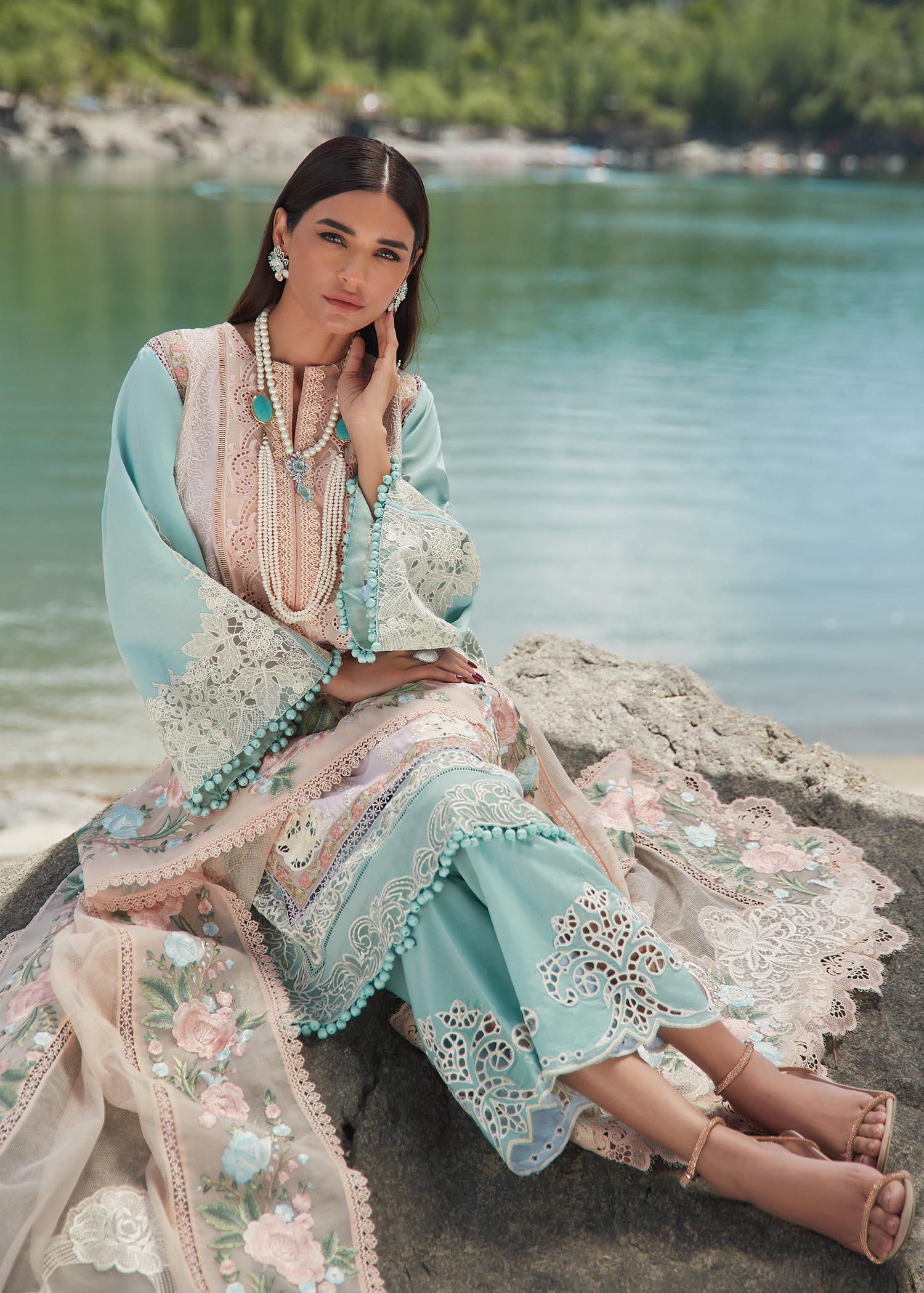 CRIMSON LUXE LAWN Mountain Love - D6 B STITCHED - House Of Hania
