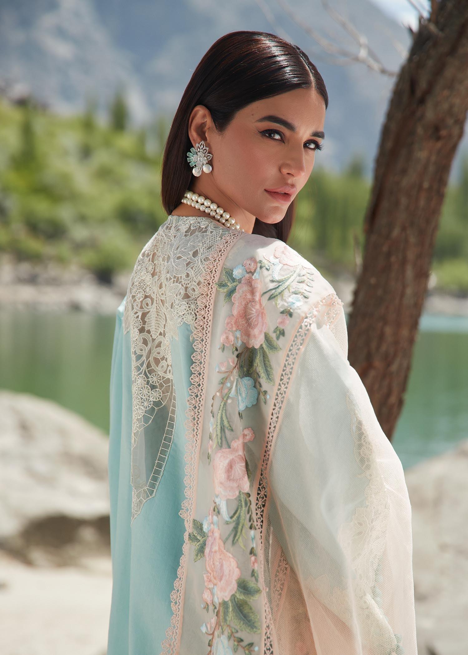 CRIMSON LUXE LAWN Mountain Love - D6 B STITCHED - House Of Hania