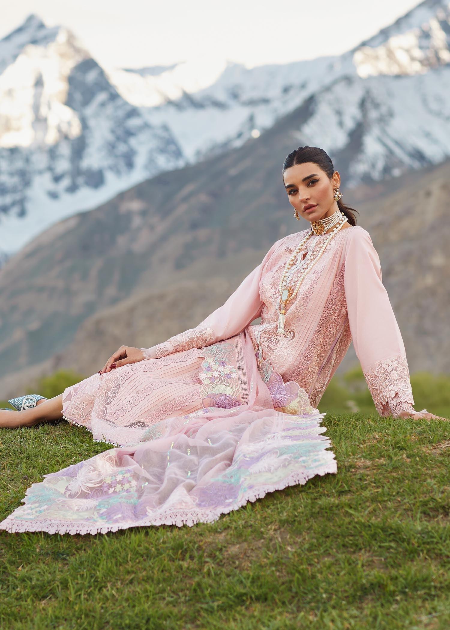 CRIMSON LUXE LAWN Pleated Perfection - D4 B STITCHED - House Of Hania