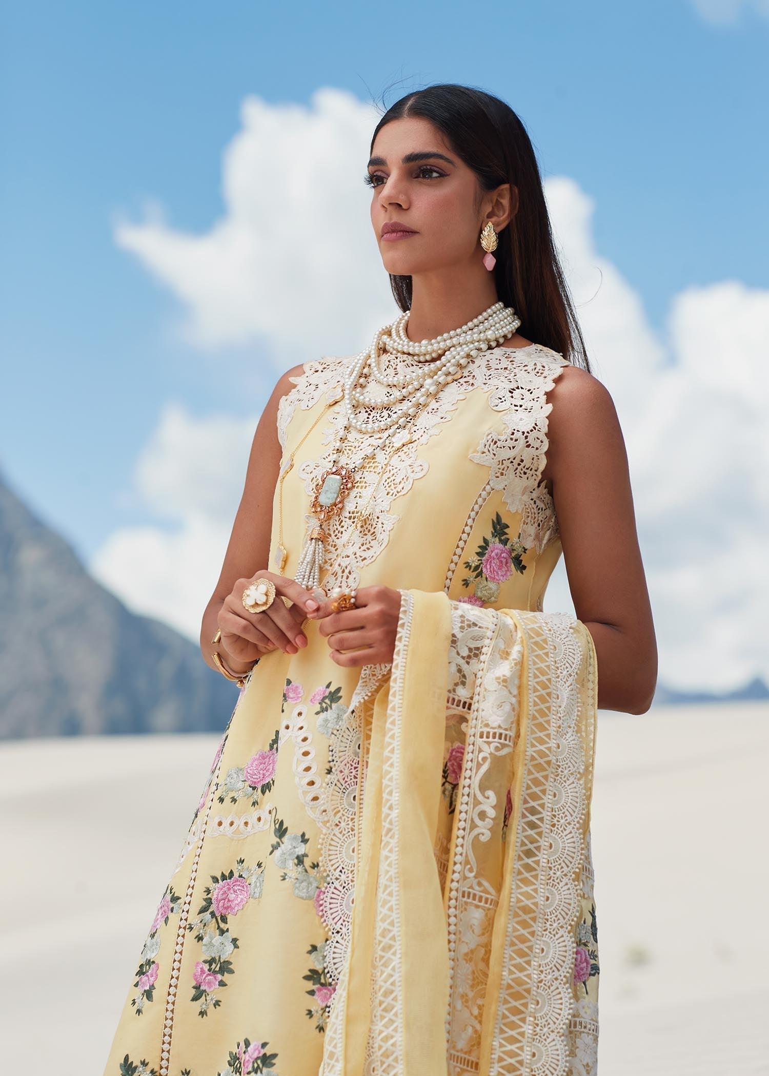 CRIMSON LUXE LAWN Serendipity - D3 A Stitched - House Of Hania