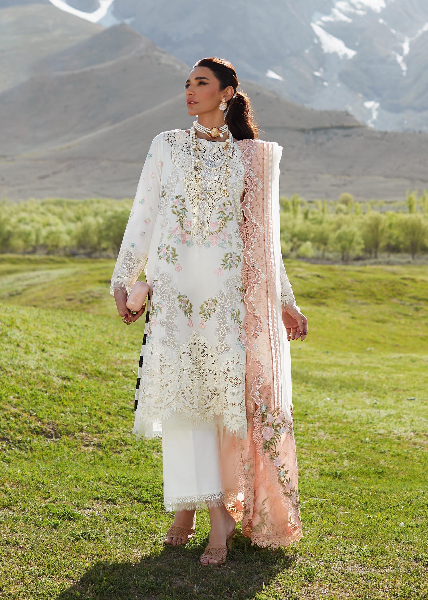 CRIMSON LUXE LAWN Summer in the Meadows - D1 A Stitched - House Of Hania