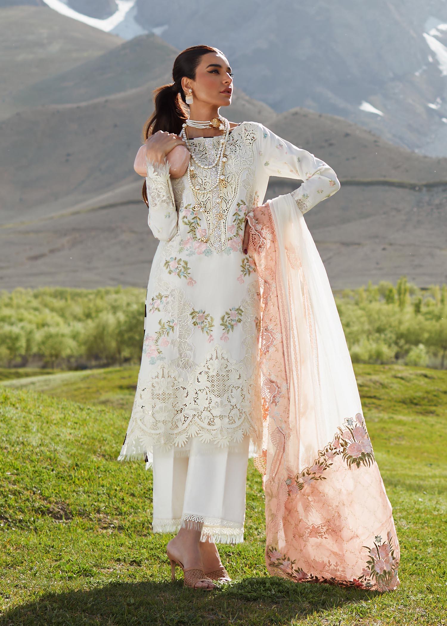 CRIMSON LUXE LAWN Summer in the Meadows - D1 A Stitched - House Of Hania