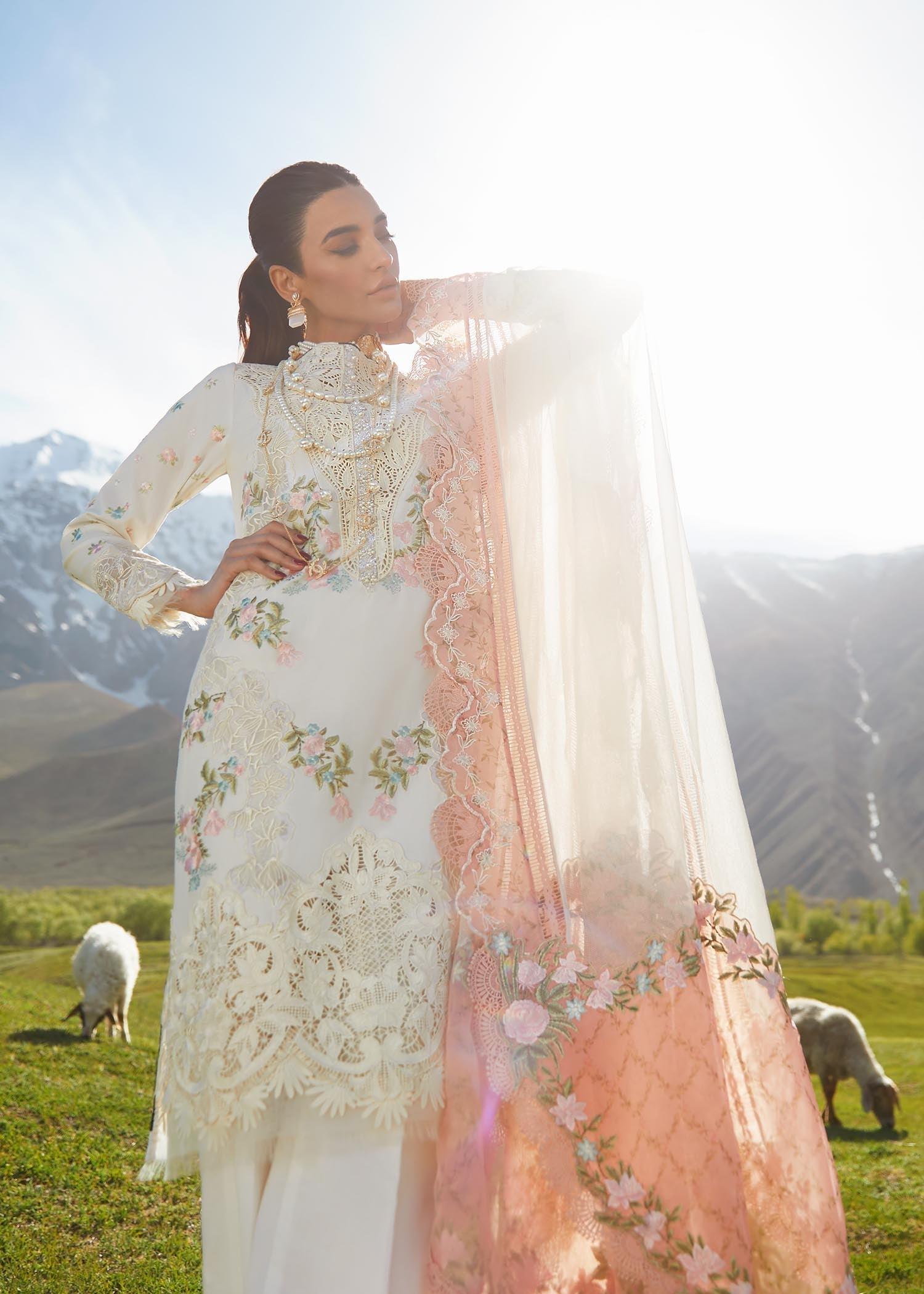 CRIMSON LUXE LAWN Summer in the Meadows - D1 A Stitched - House Of Hania