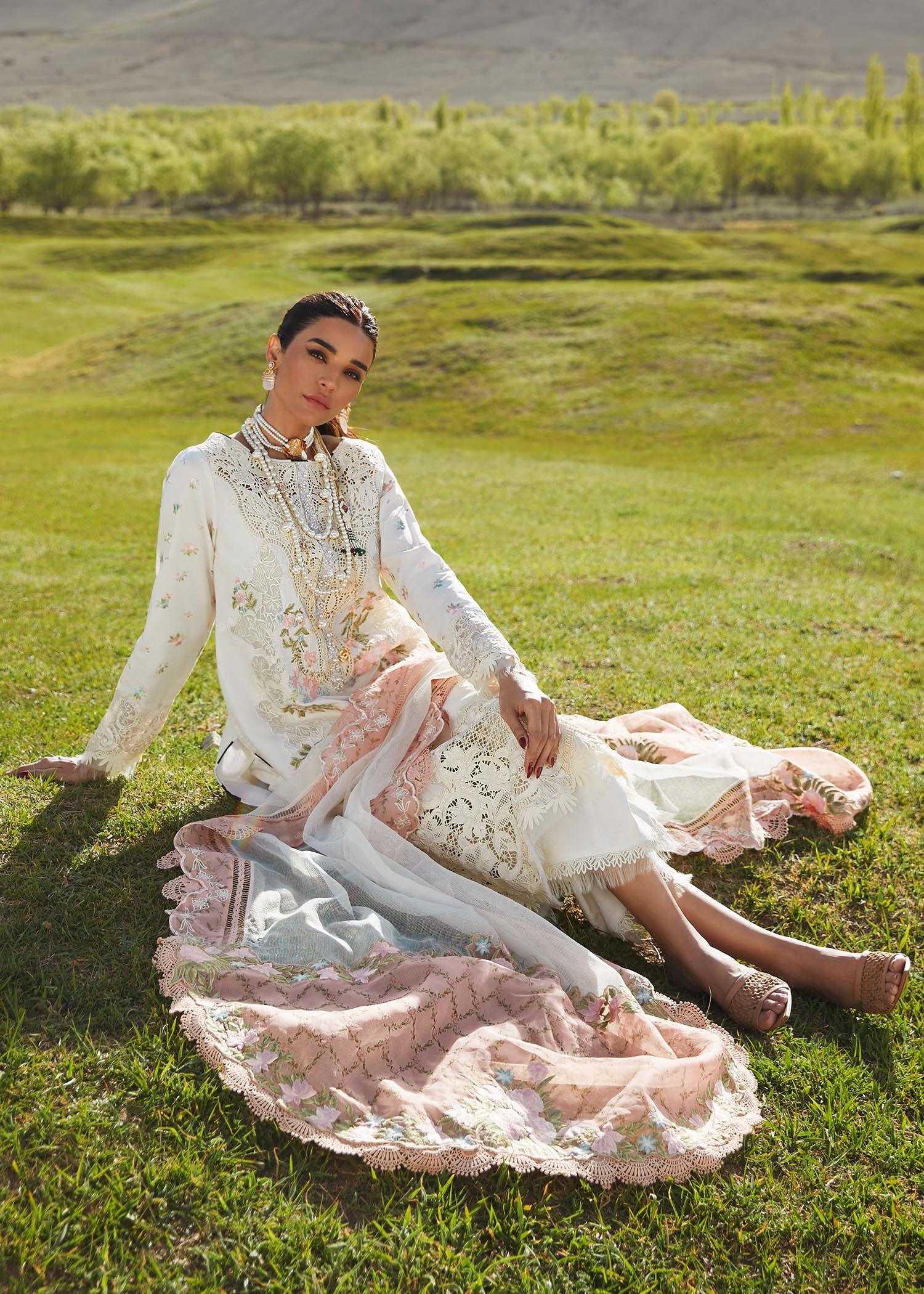 CRIMSON LUXE LAWN Summer in the Meadows - D1 A Stitched - House Of Hania