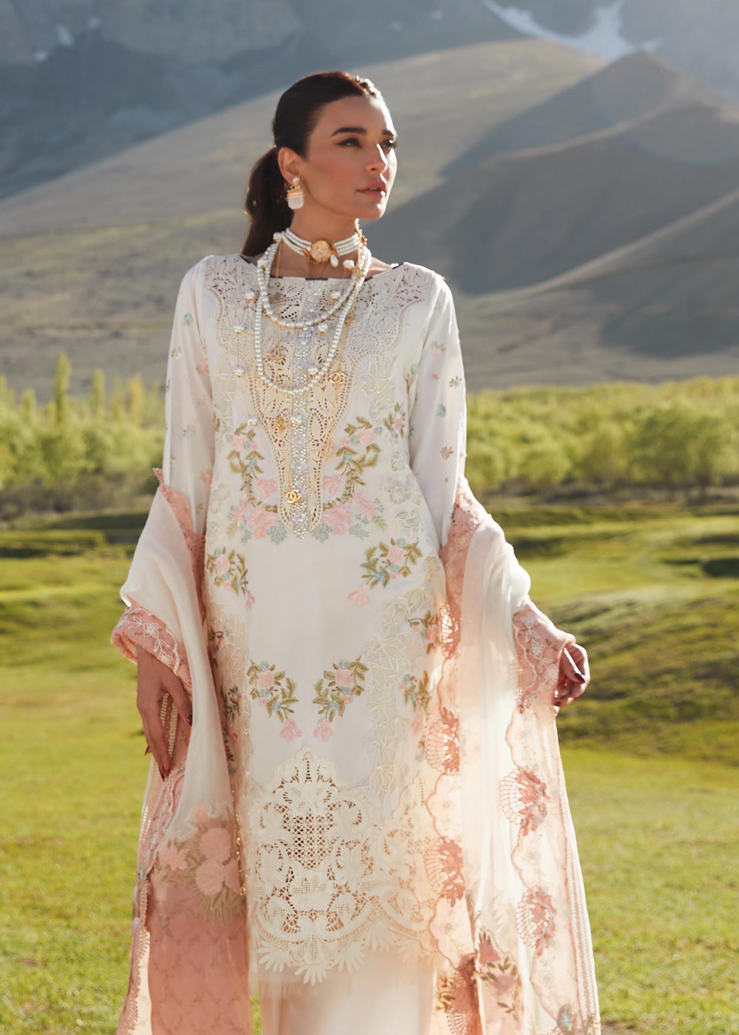 CRIMSON LUXE LAWN Summer in the Meadows - D1 A Stitched - House Of Hania