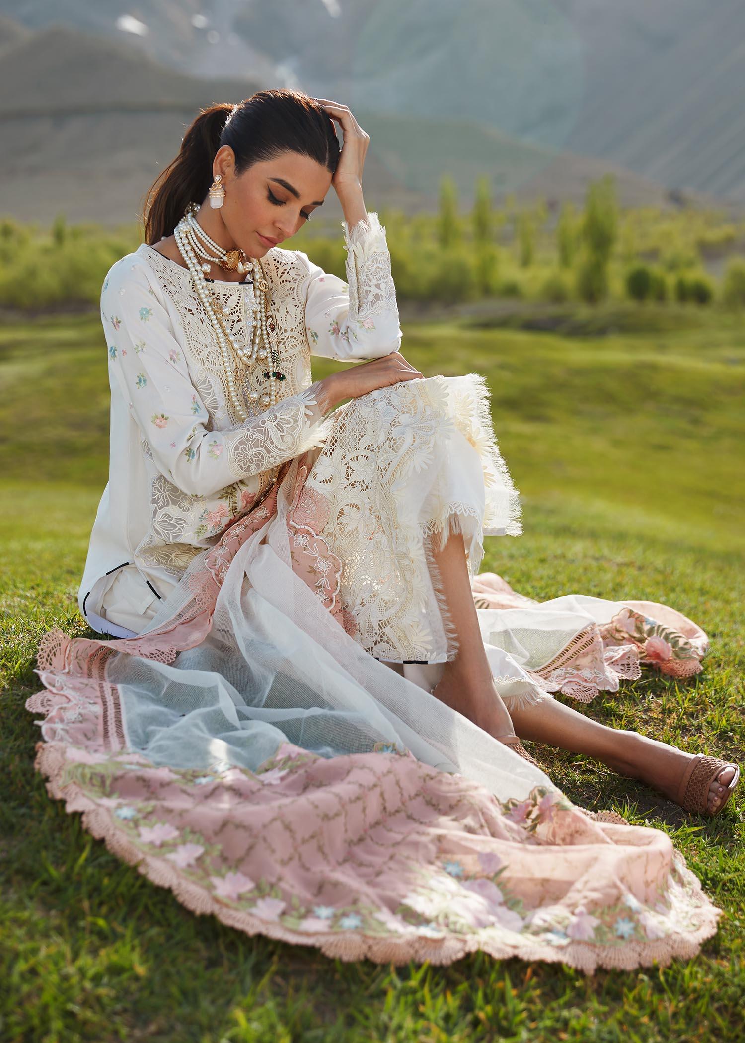 CRIMSON LUXE LAWN Summer in the Meadows - D1 A Stitched - House Of Hania