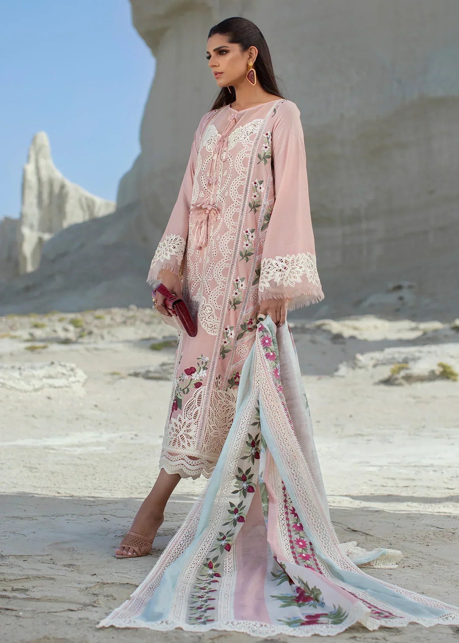 CRIMSON LUXURY LAWN 2022  CRIMSON -Sicilian Summer – 2B – Rose - House Of Hania