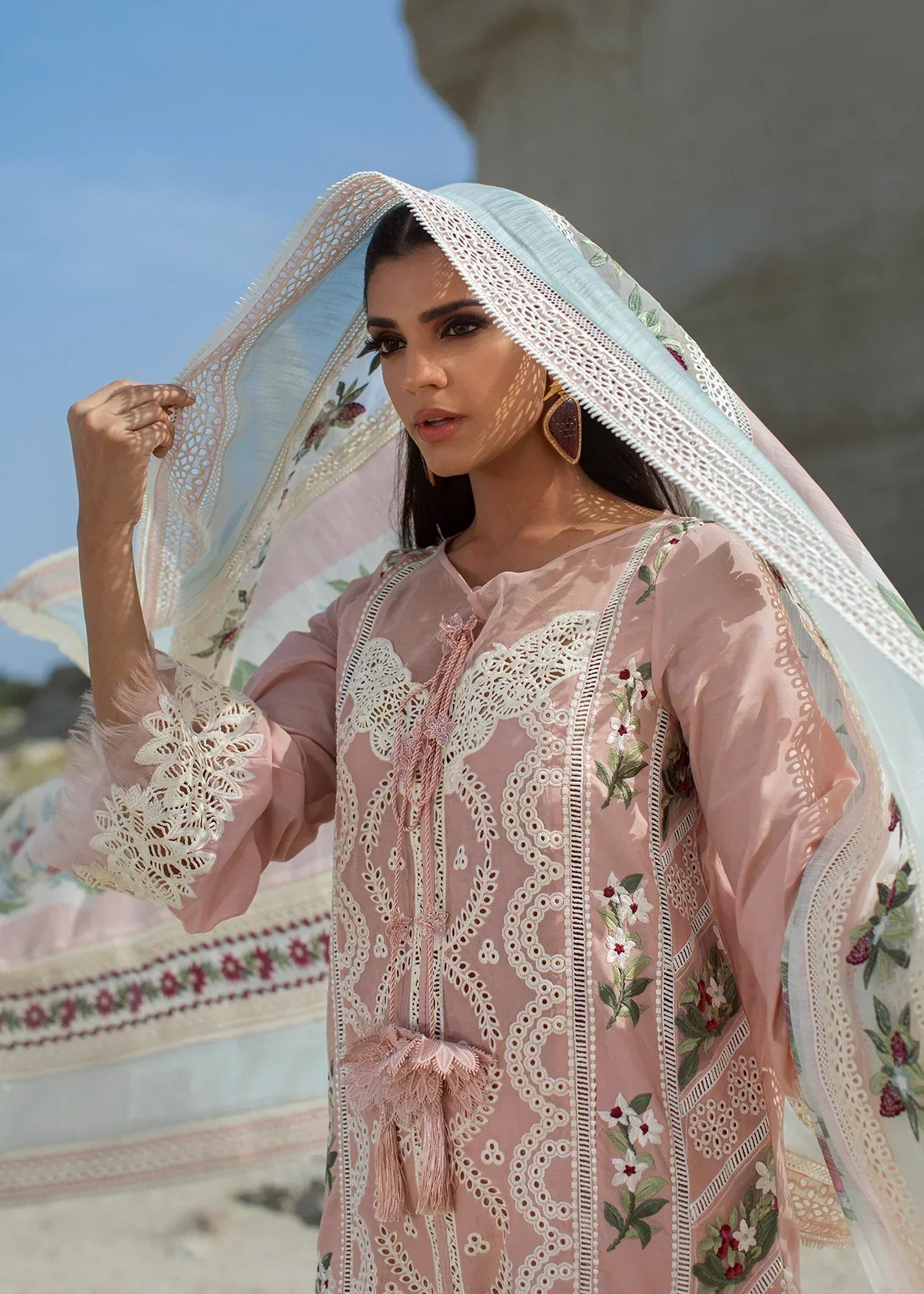 CRIMSON LUXURY LAWN 2022  CRIMSON -Sicilian Summer – 2B – Rose - House Of Hania