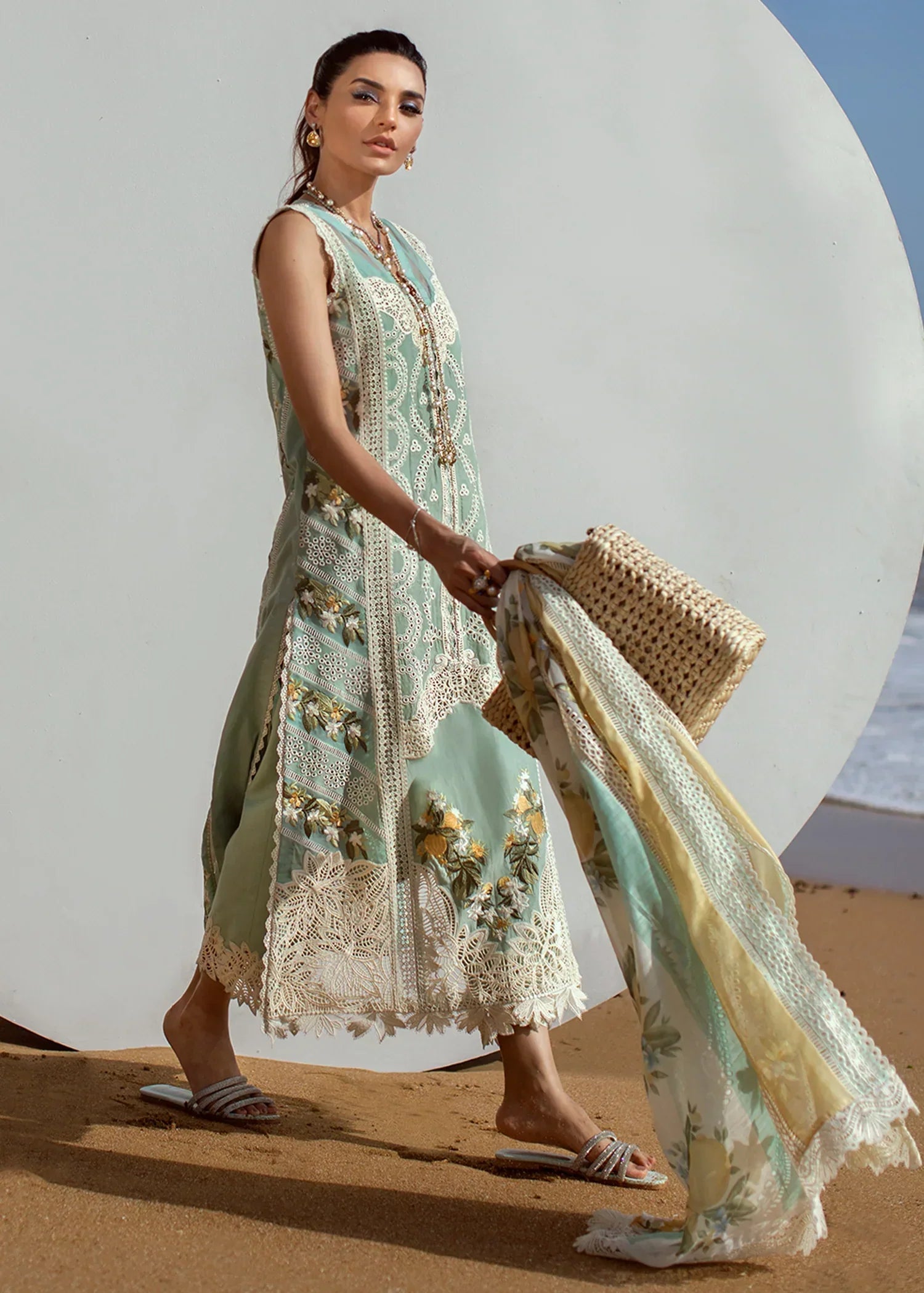 CRIMSON | LUXURY LAWN 2022 – UNSTITCHED – CRIMSON -Sicilian Summer – 2A – Aqua - House Of Hania