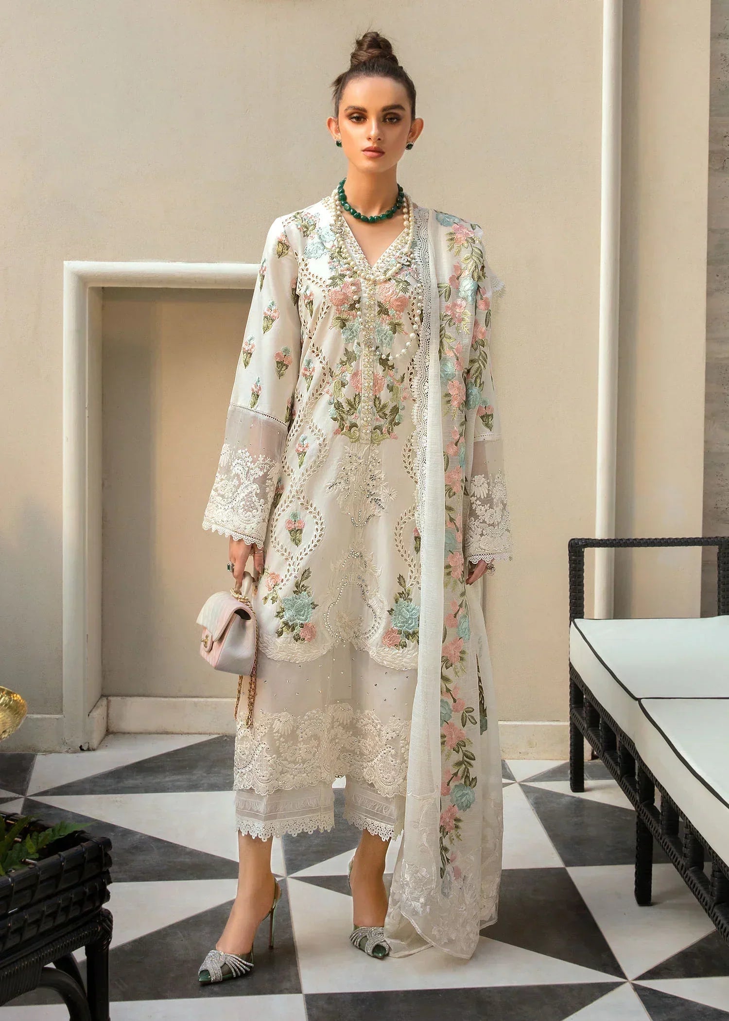 CRIMSON Luxury Lawn -EID PRET – 01 – Monsoon Blooms - House Of Hania
