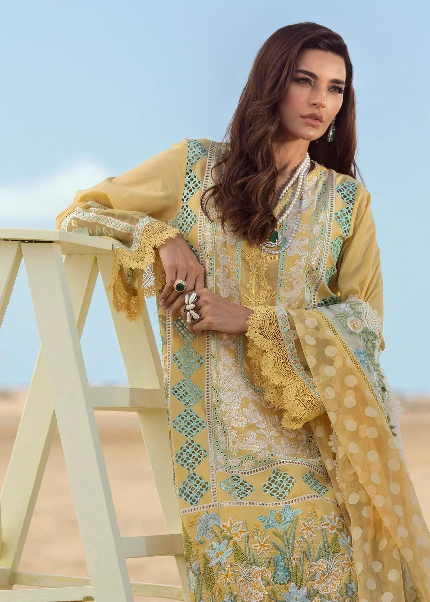 CRIMSON Luxury Lawn -Serendipity – 5A – Amber - House Of Hania