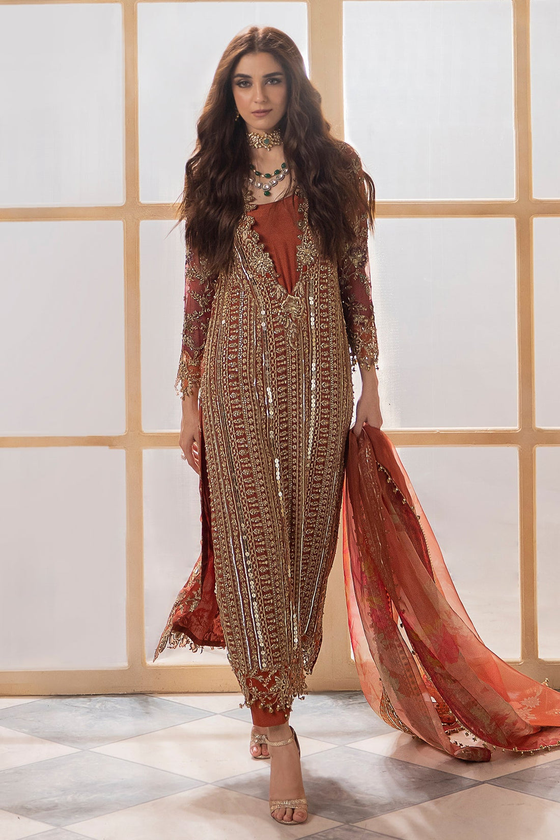 Charizma | DASTAN E JASHAN | 3-Pc Premium Luxury Handwork Chiffon with Premium Embroidered Dupatta DJR6-04 - House Of Hania